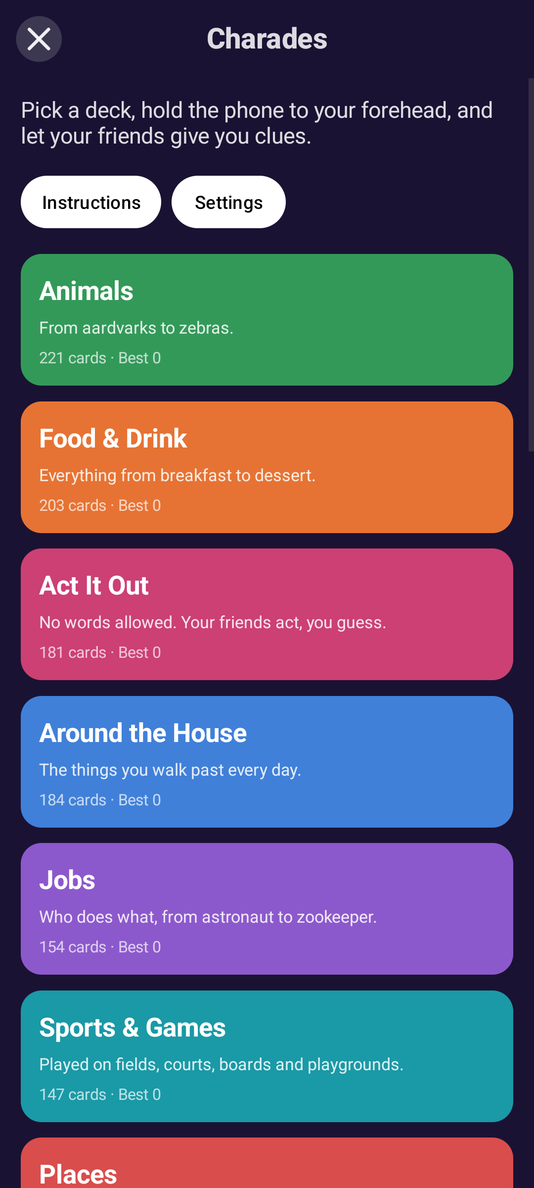 Charades — Android (Material) · Phone