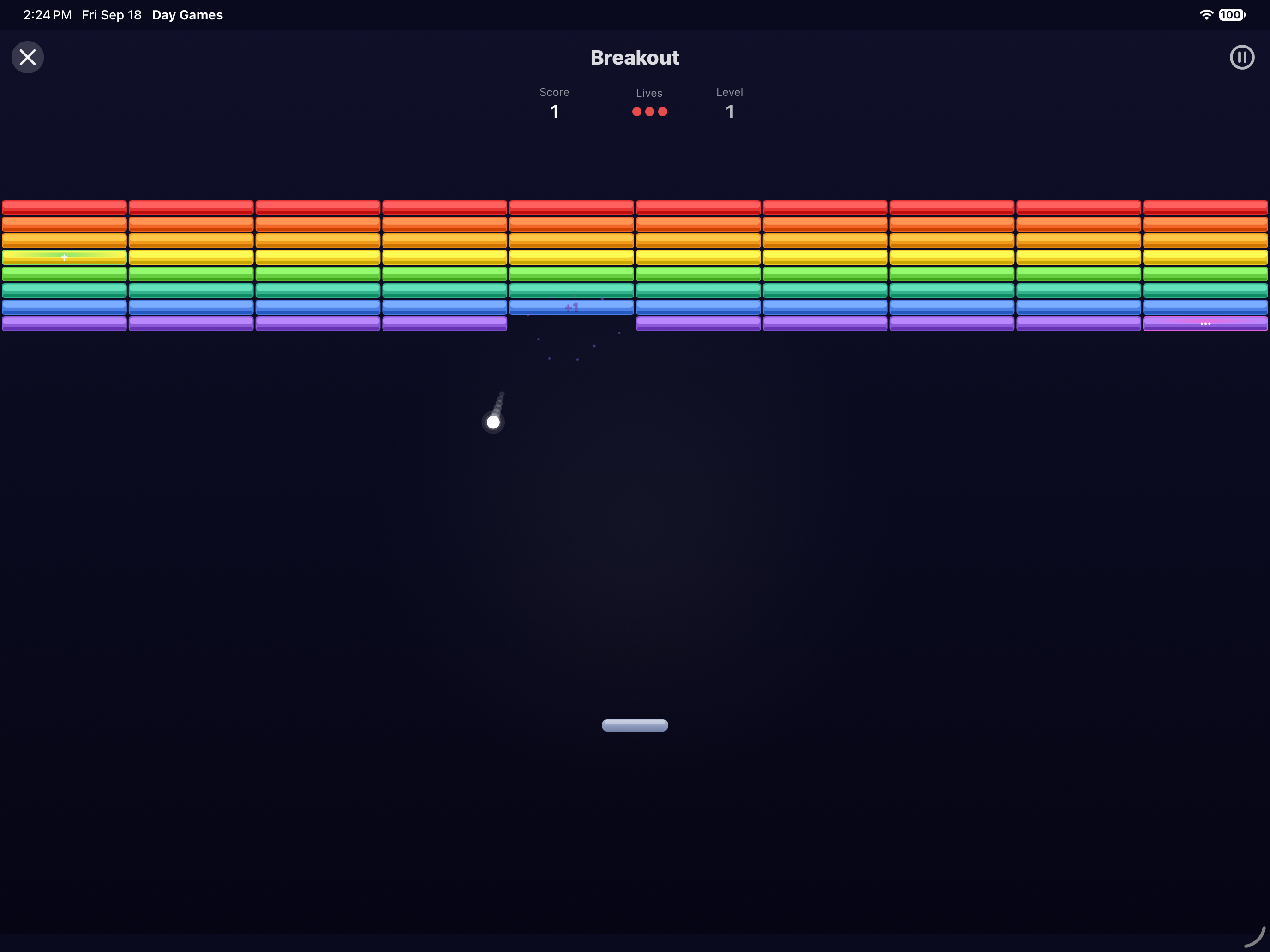 Breakout — iOS (UIKit) · iPad