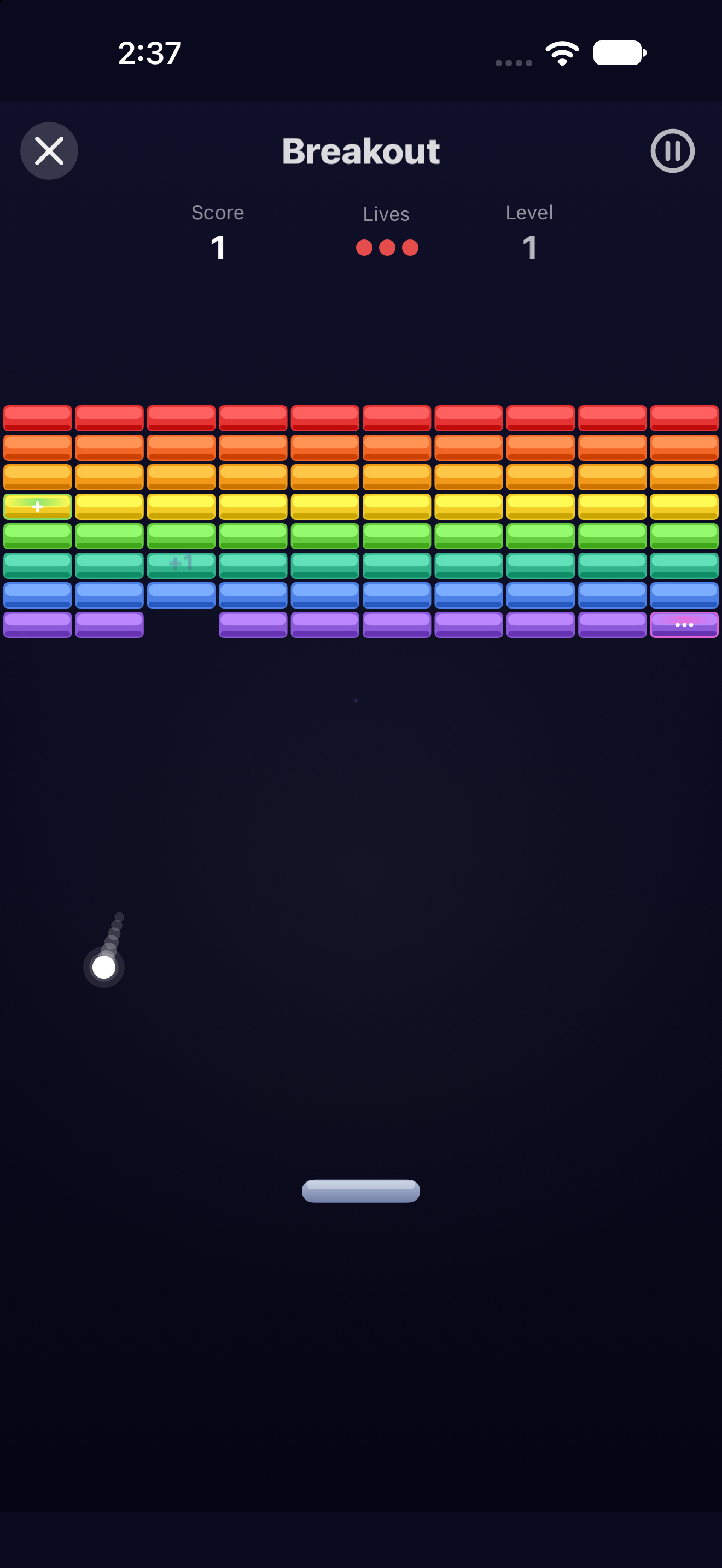 Breakout — iOS (UIKit) · iPhone