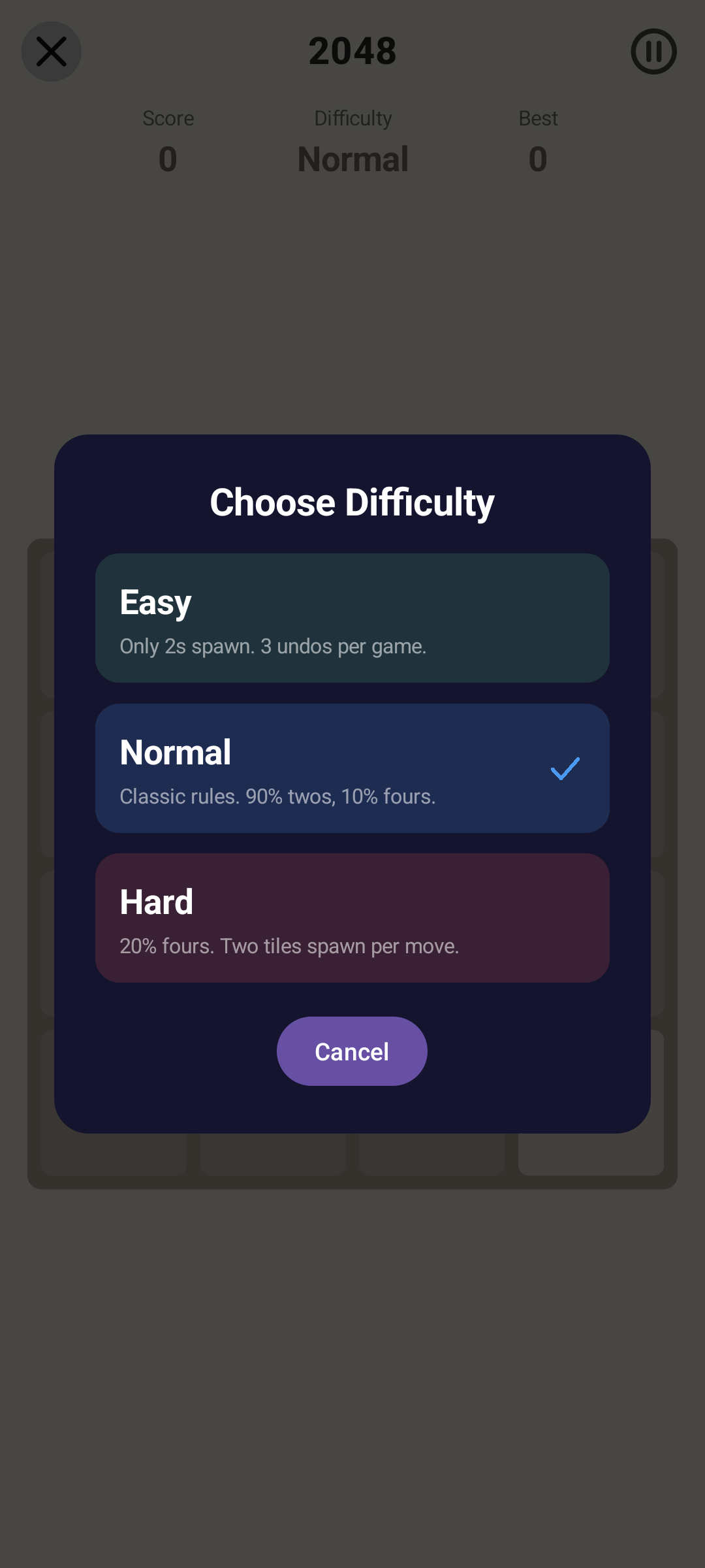 2048 · Difficulty, Android Android