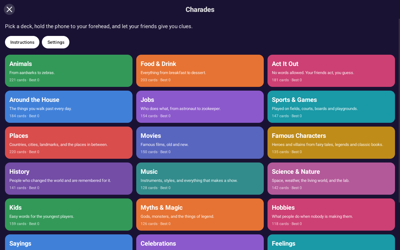 Charades, Android Tablet