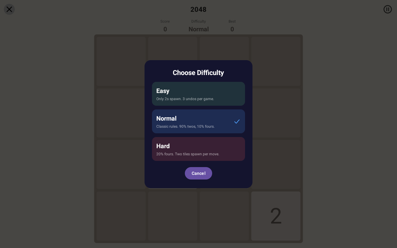 2048 · Difficulty, Android Tablet