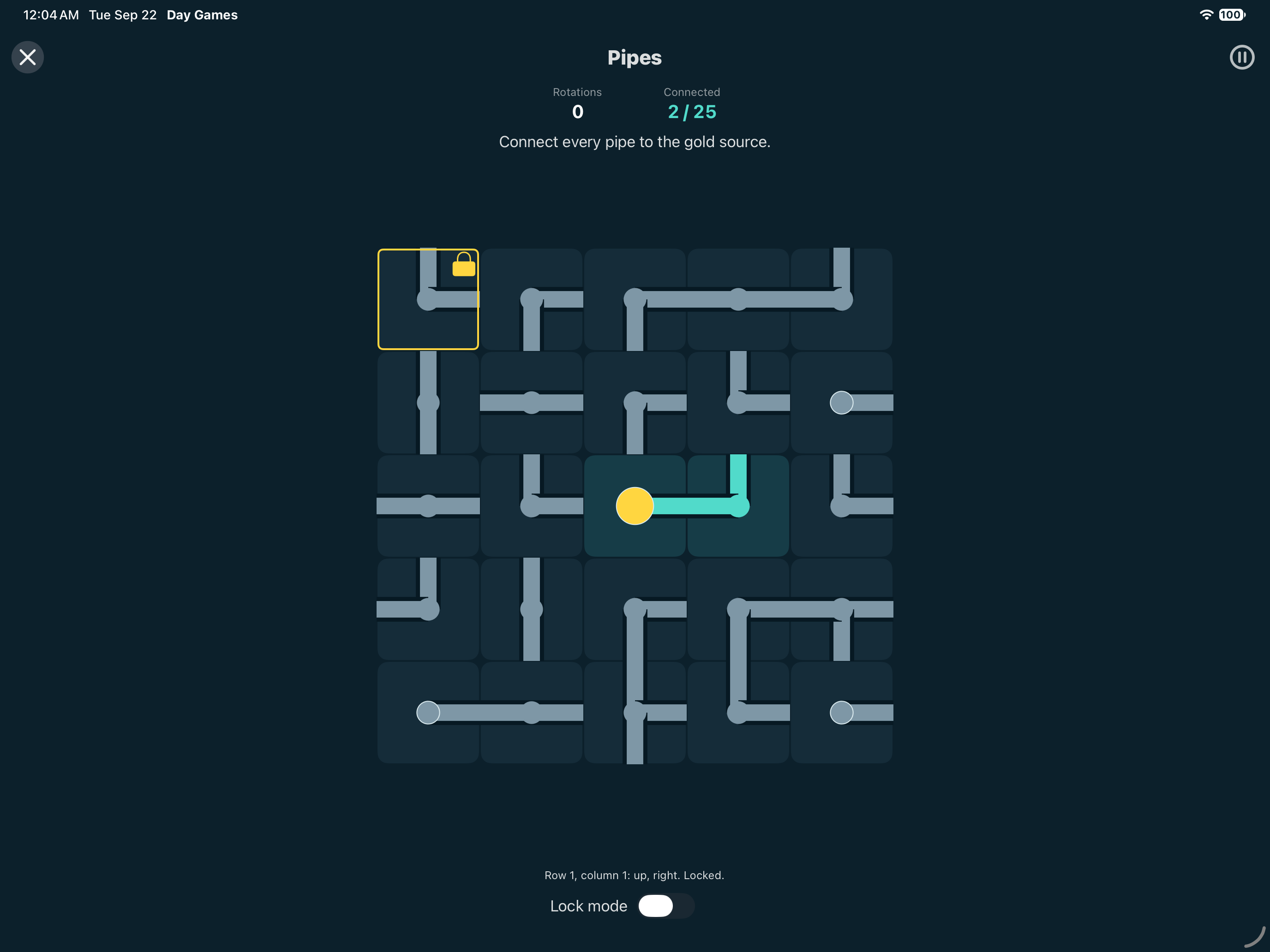 Pipes Locked, iOS iPad