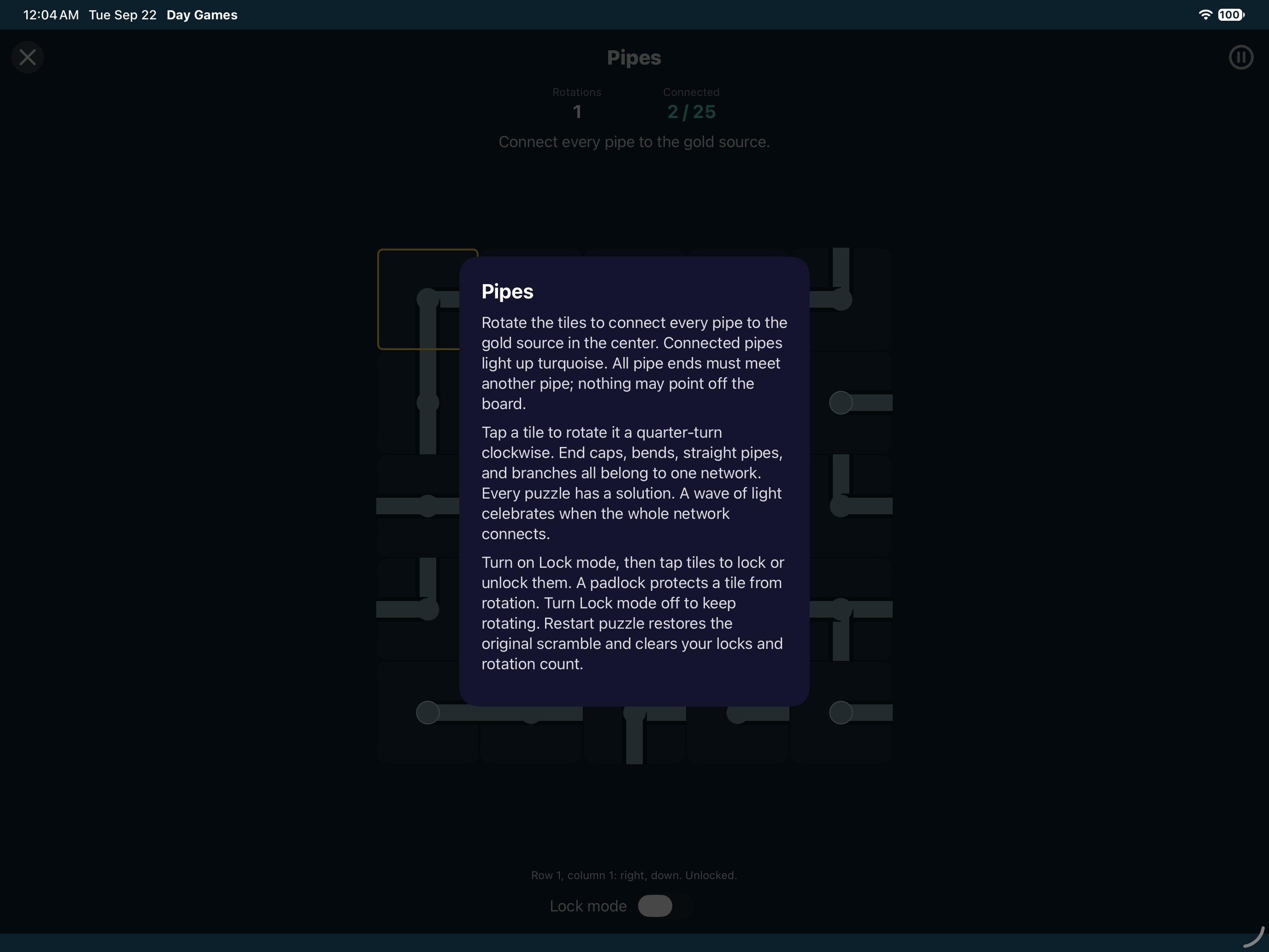 Pipes Rules, iOS iPad