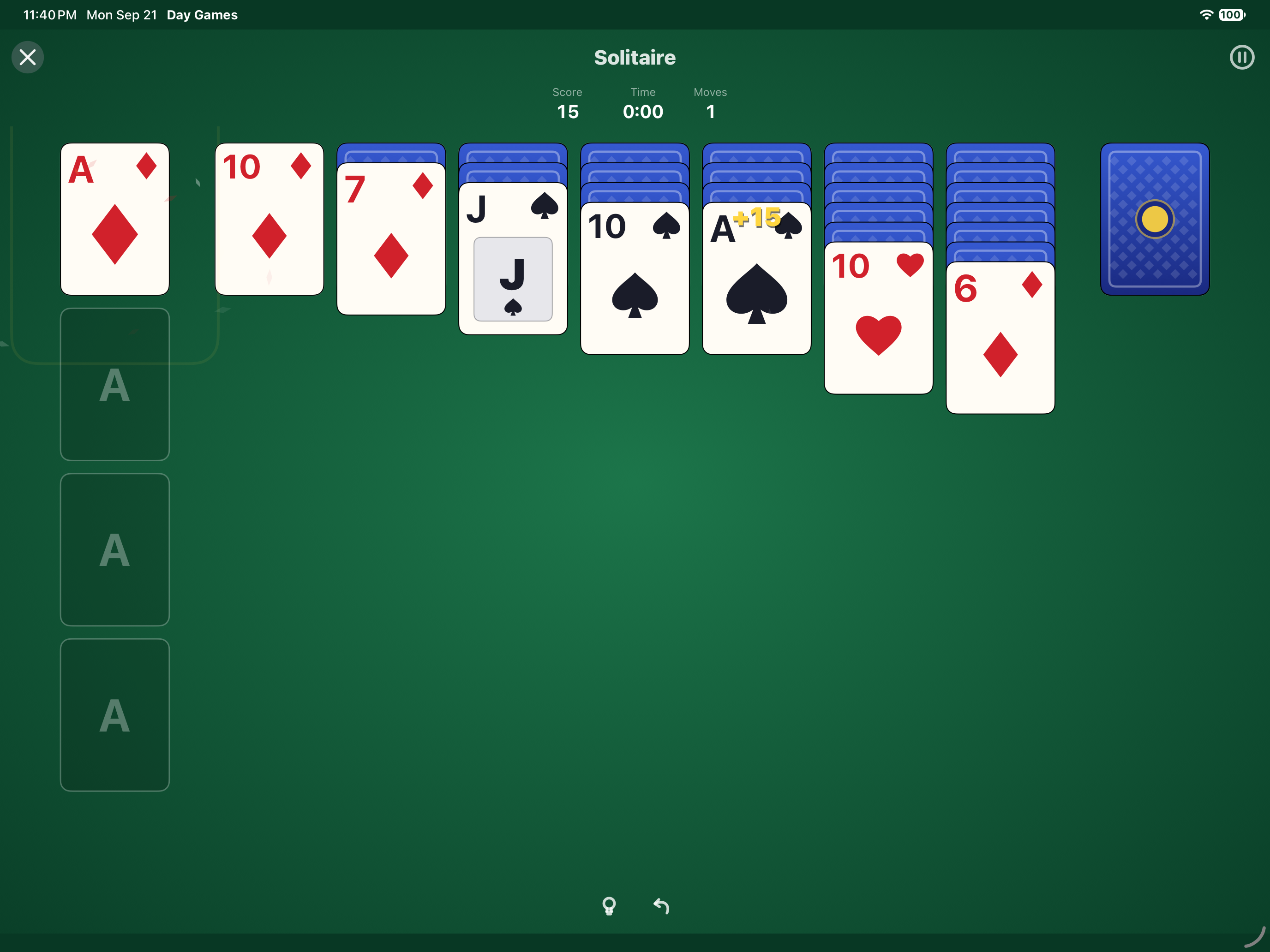 Solitaire Flight, iOS iPad