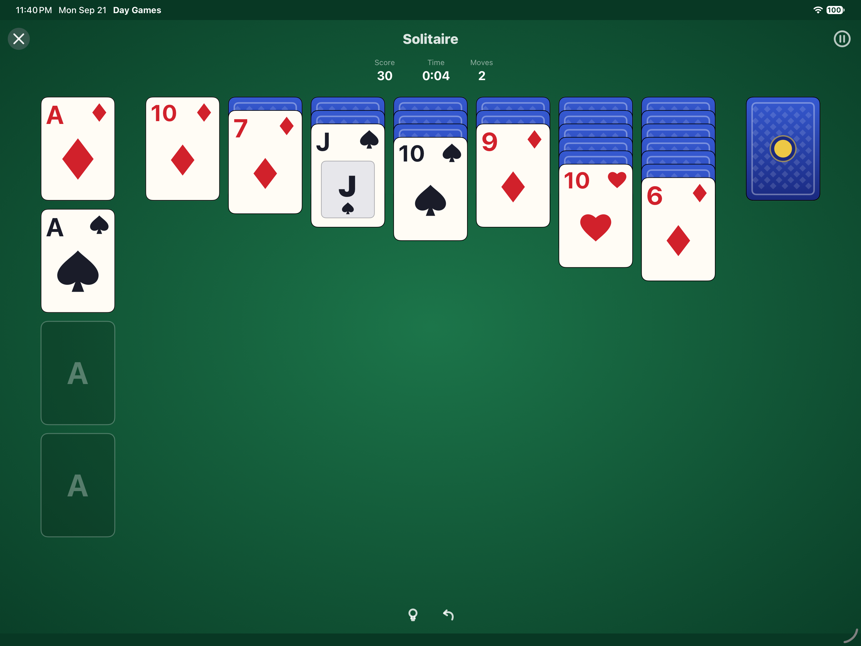 Solitaire, iOS iPad