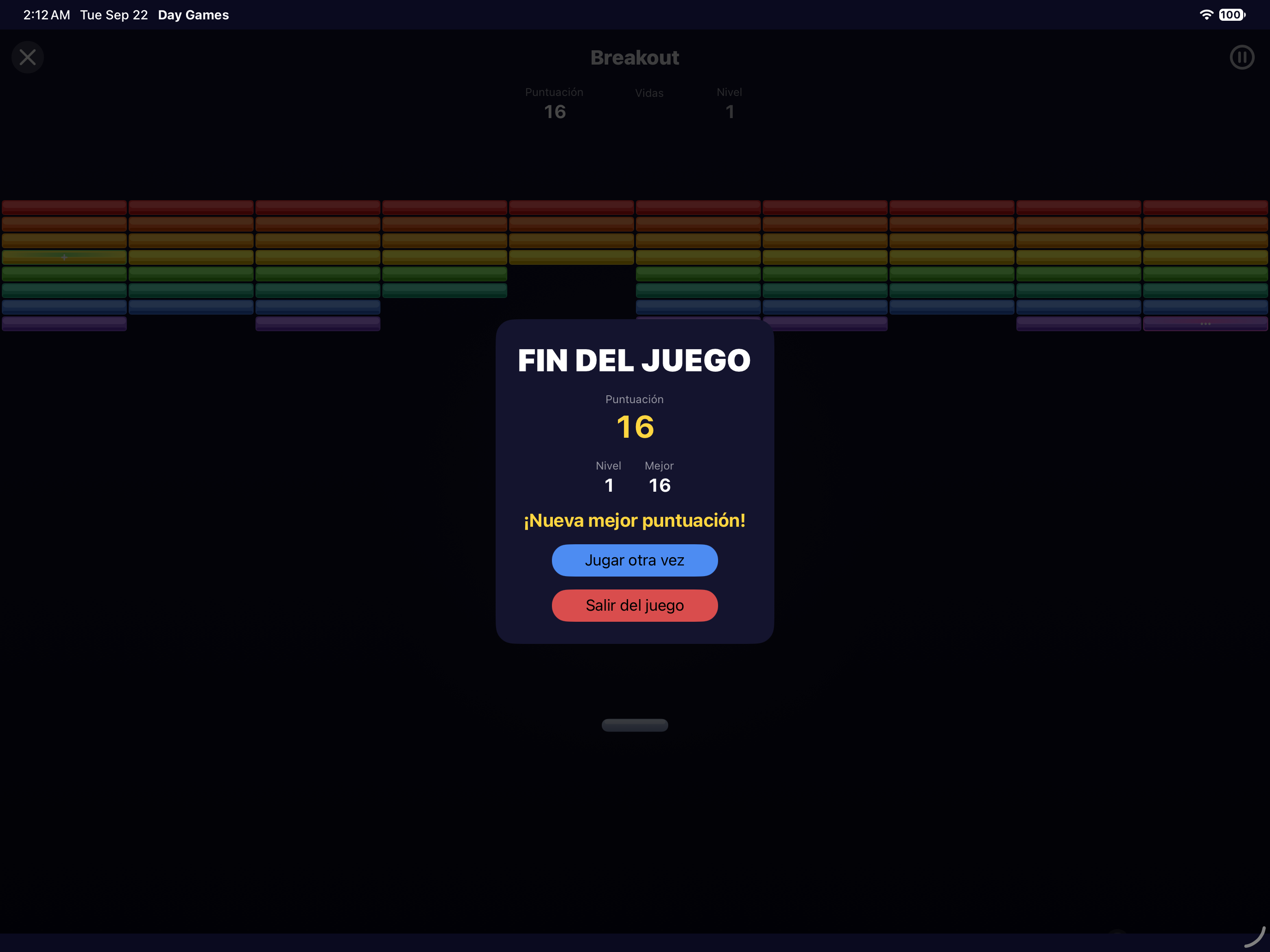Breakout — iOS (UIKit) · iPad