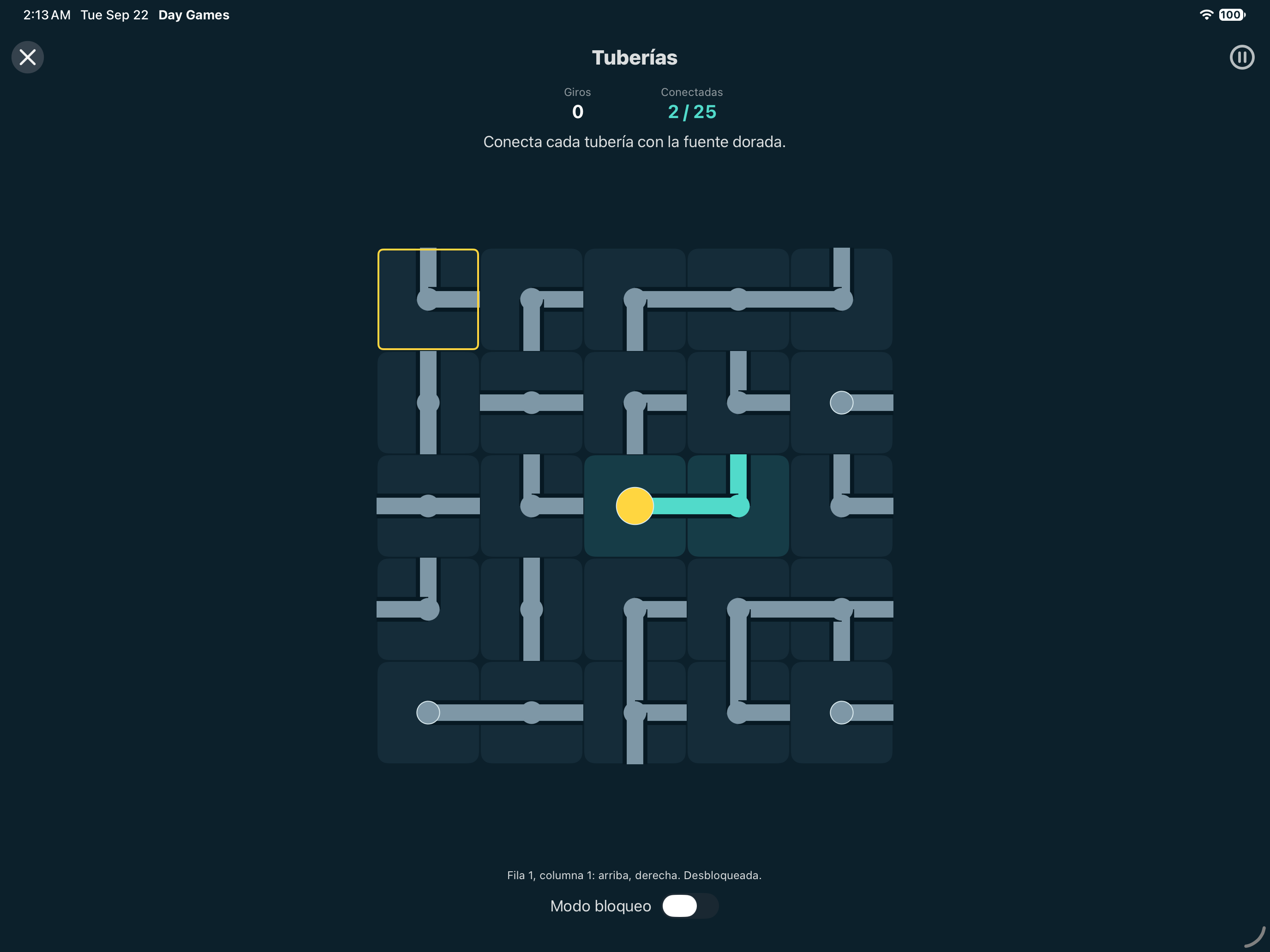 Tuberías — iOS (UIKit) · iPad