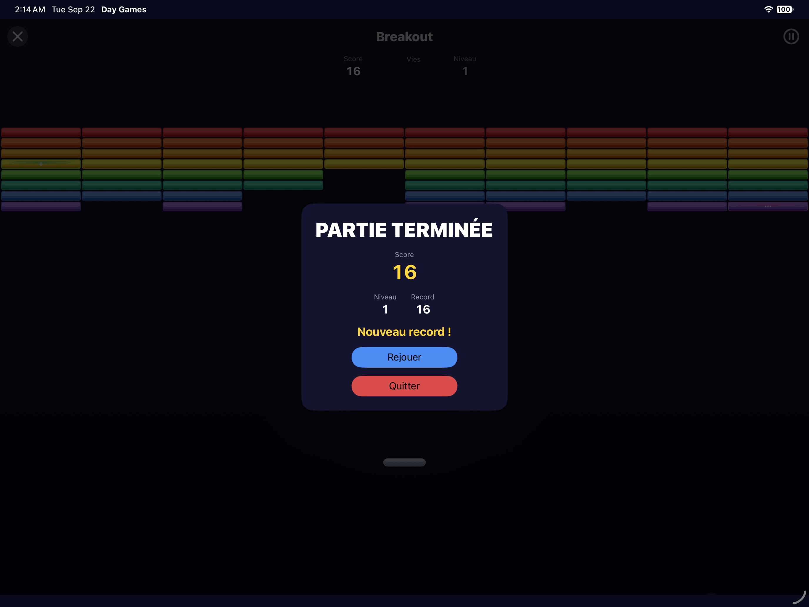 Breakout — iOS (UIKit) · iPad