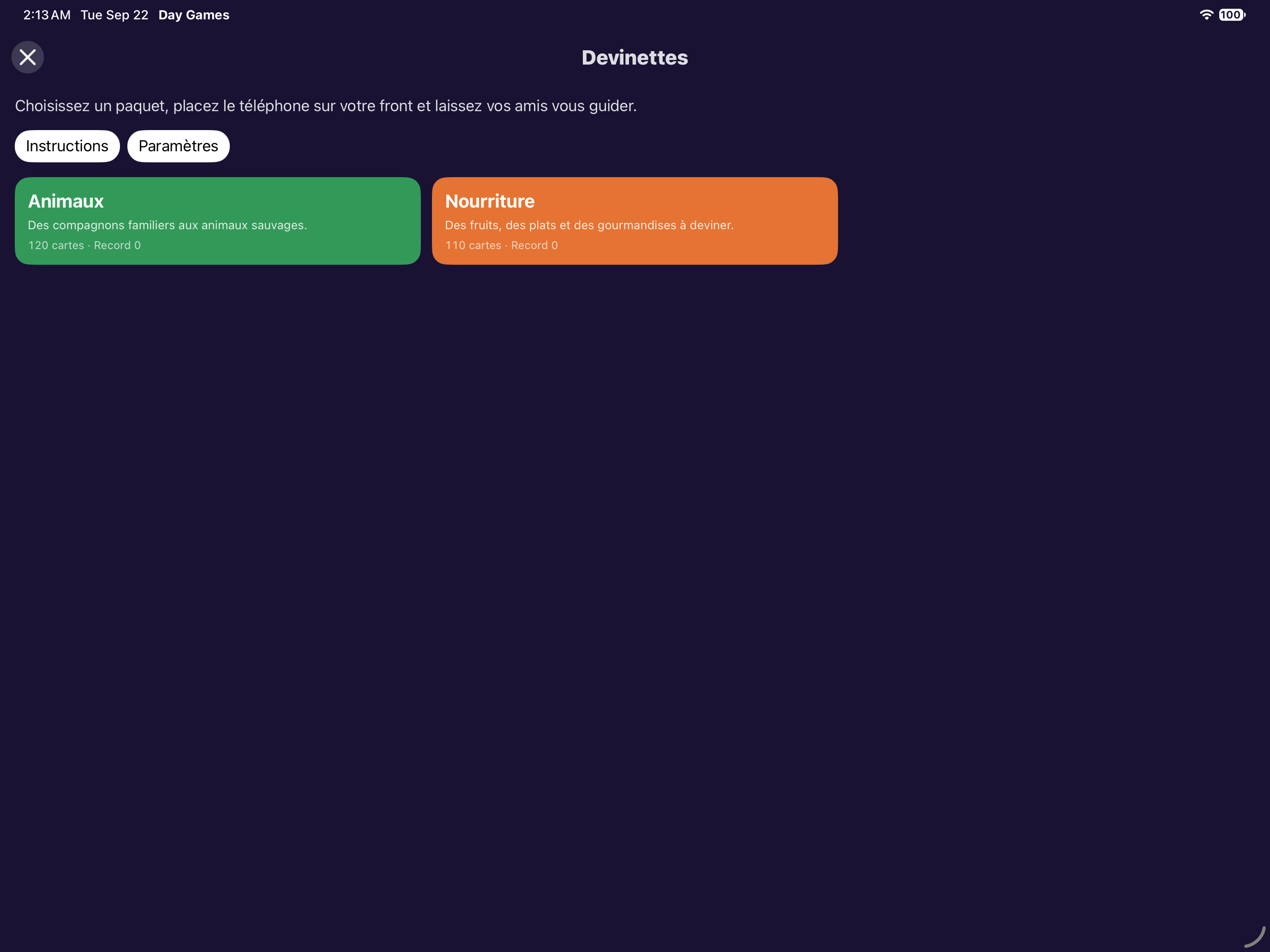 Devinettes — iOS (UIKit) · iPad