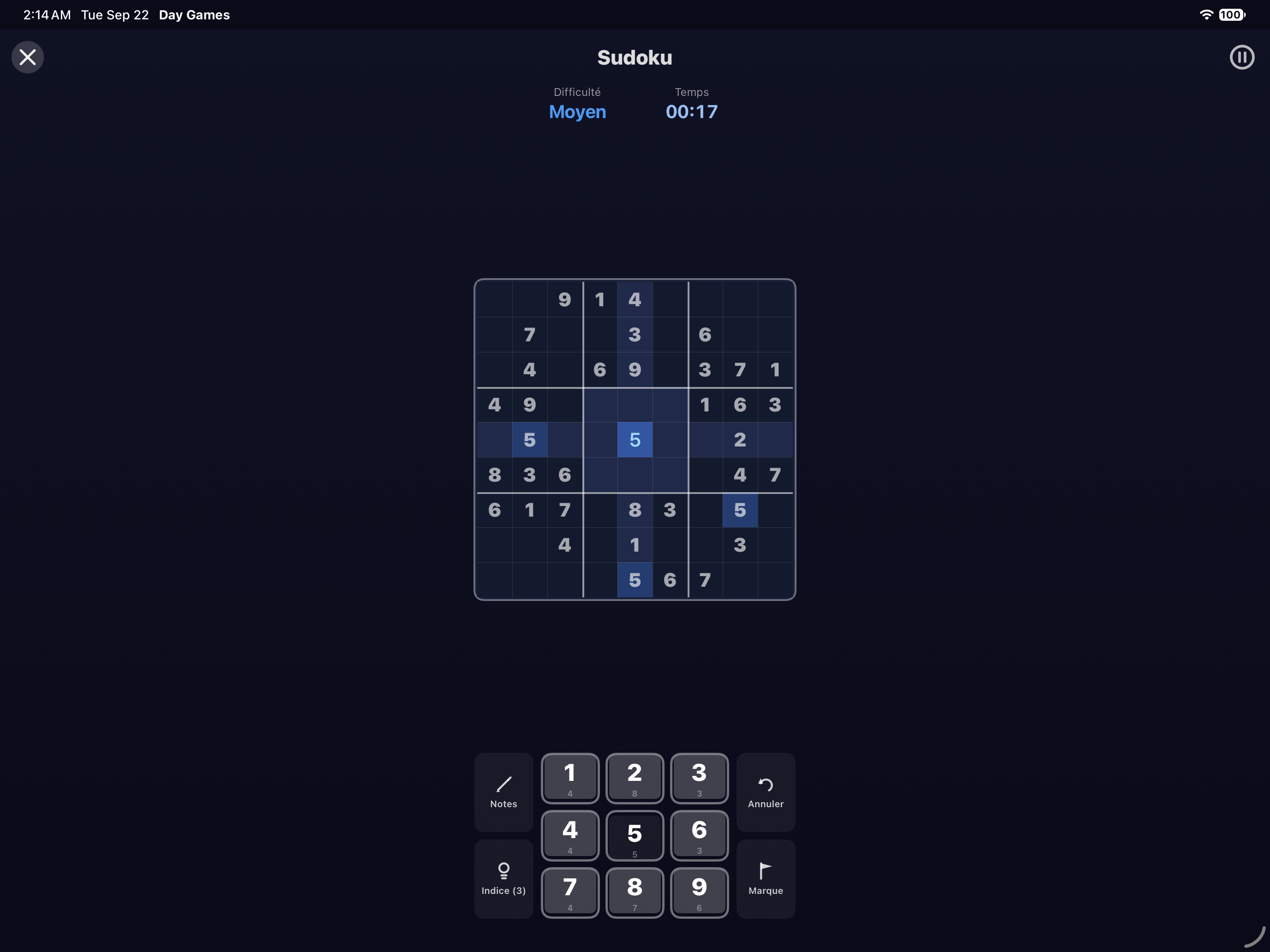 Sudoku — iOS (UIKit) · iPad