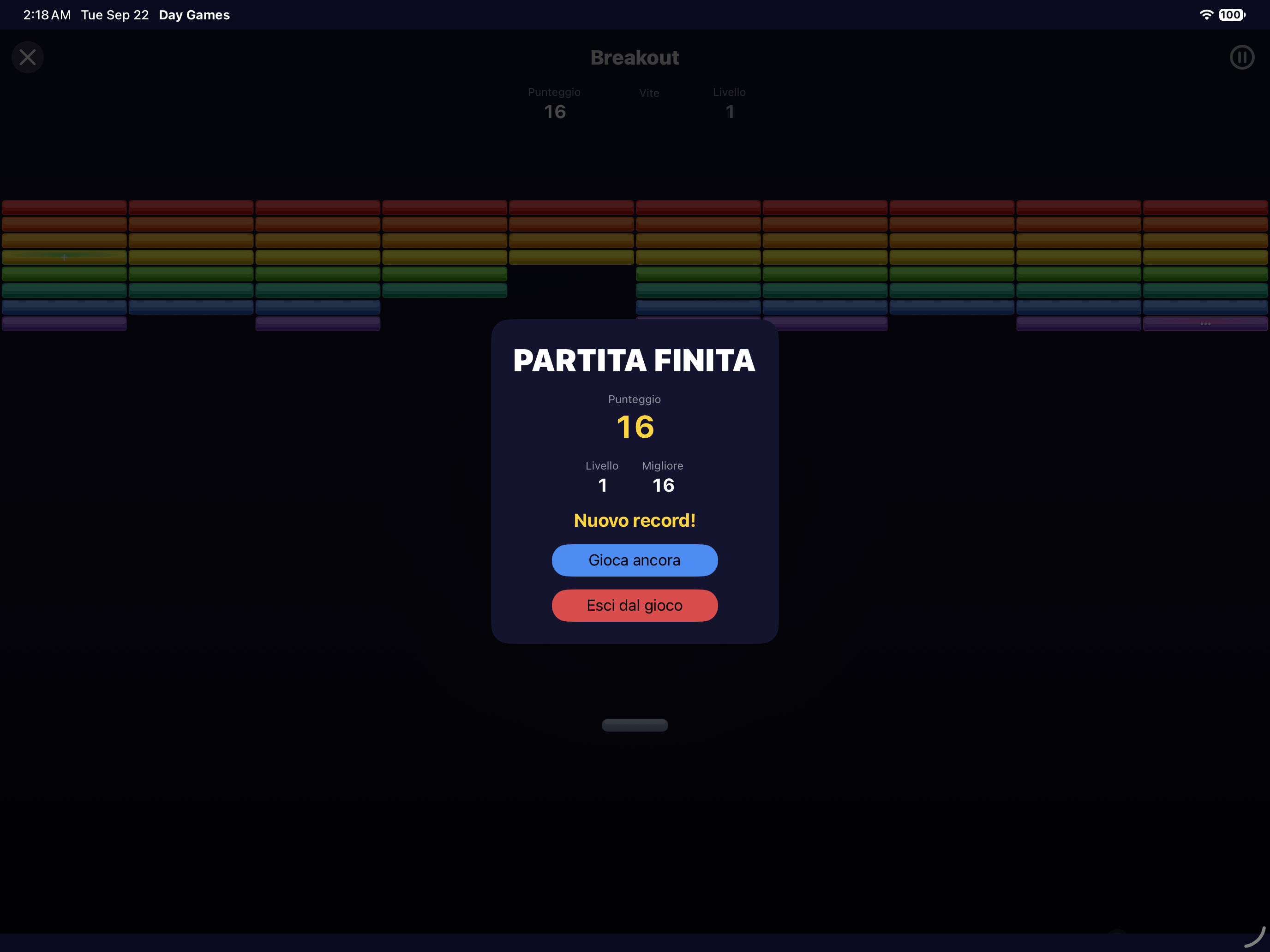 Breakout — iOS (UIKit) · iPad