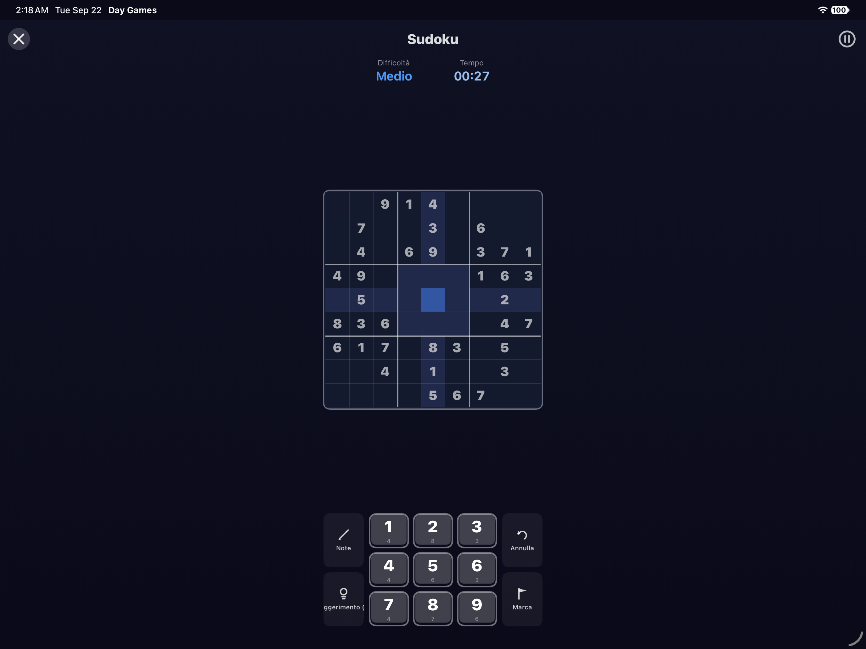 Sudoku — iOS (UIKit) · iPad
