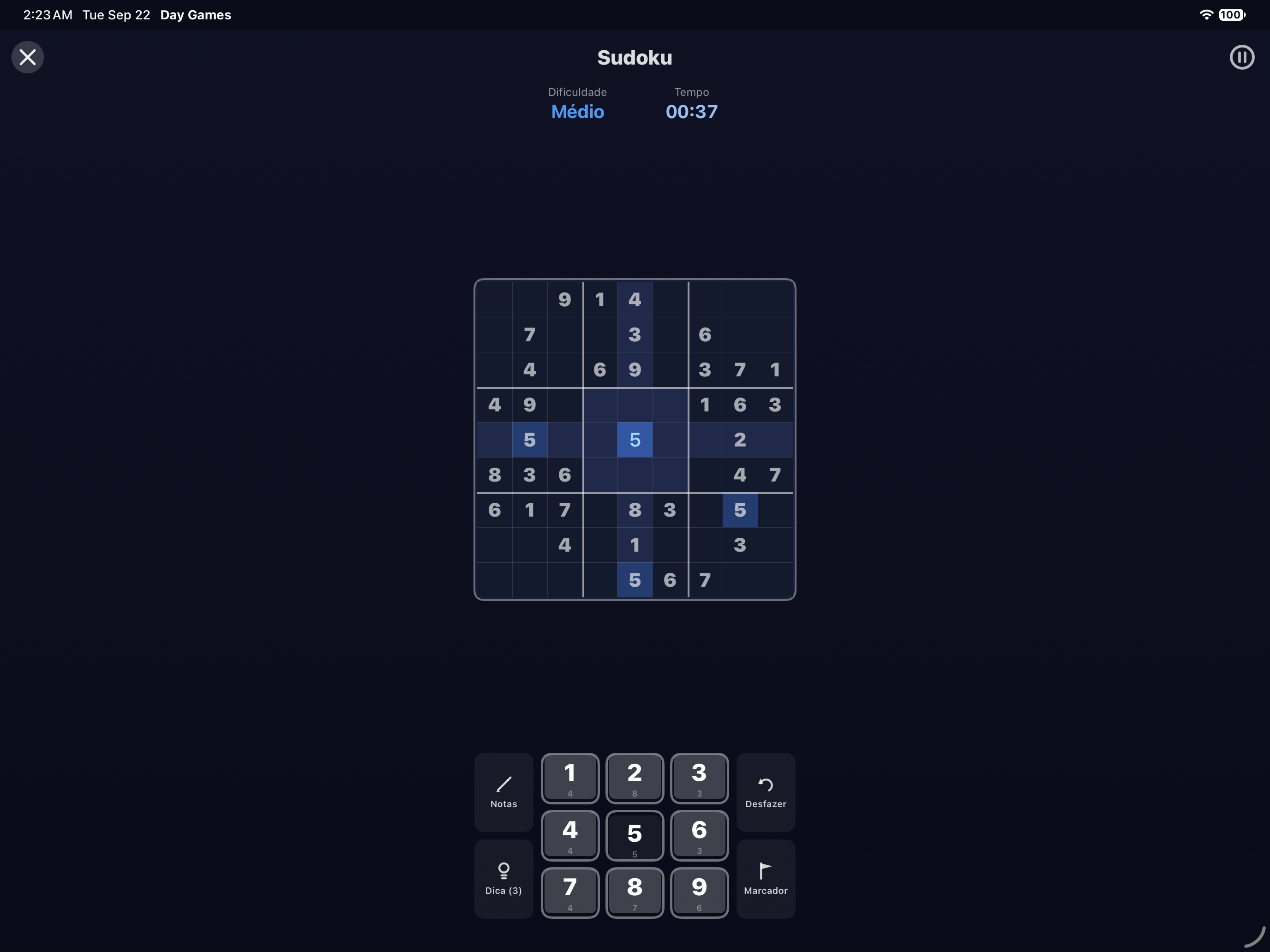 Sudoku — iOS (UIKit) · iPad