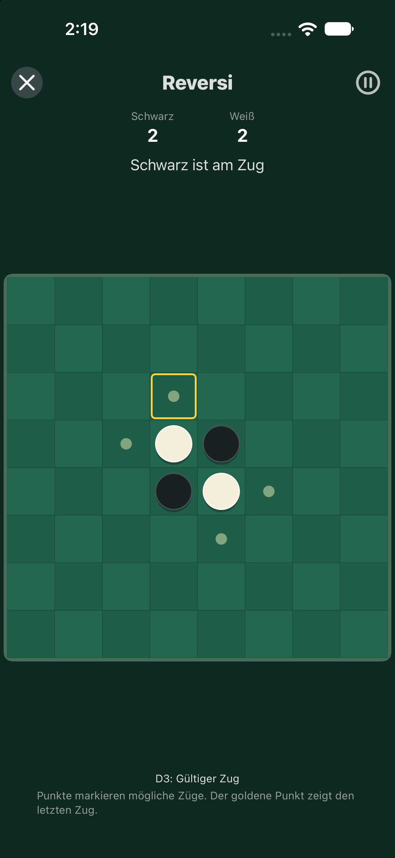 Reversi — iOS (UIKit) · iPhone