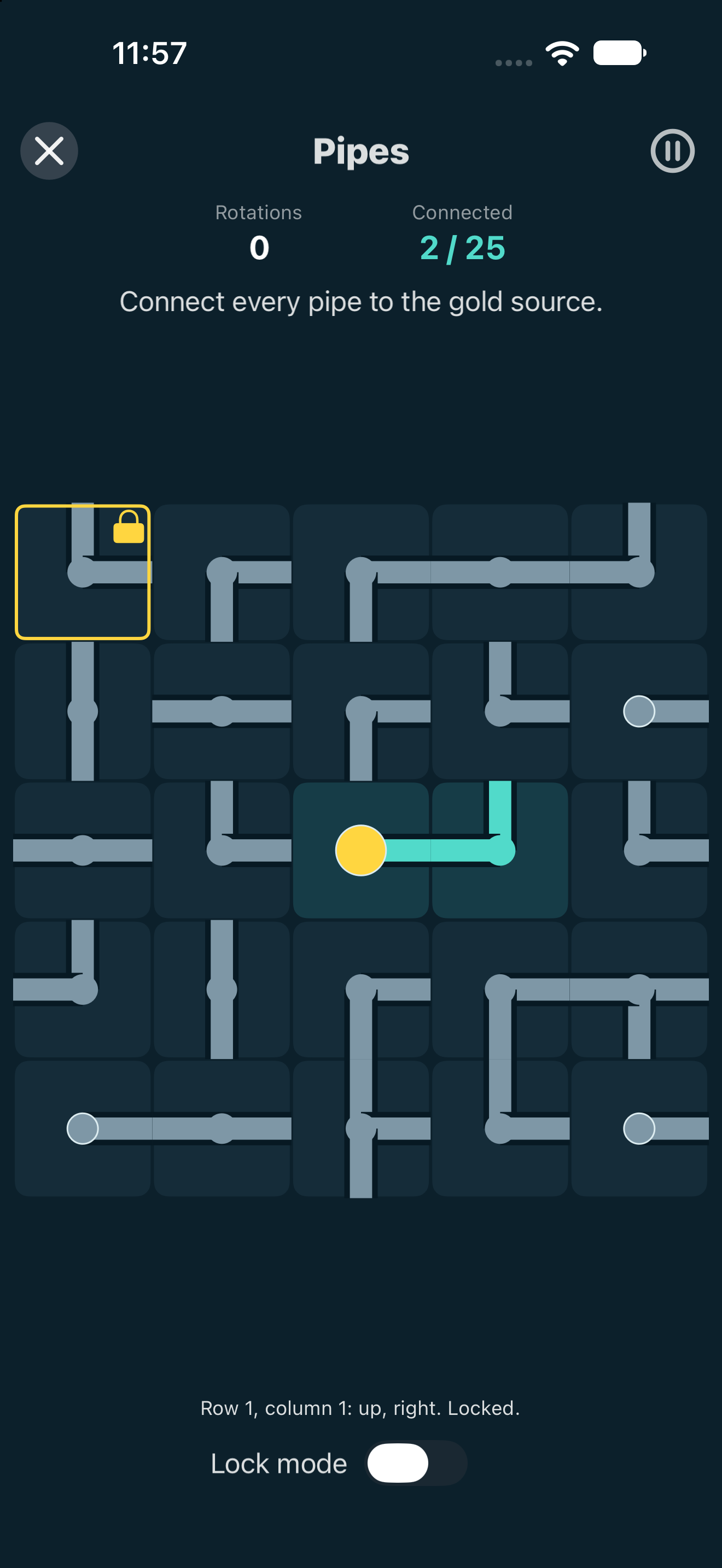 Pipes Locked, iOS UIKit