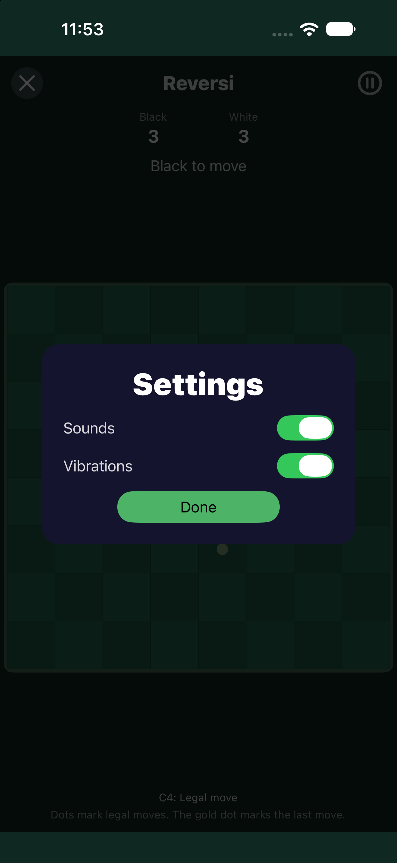 Reversi Settings, iOS UIKit