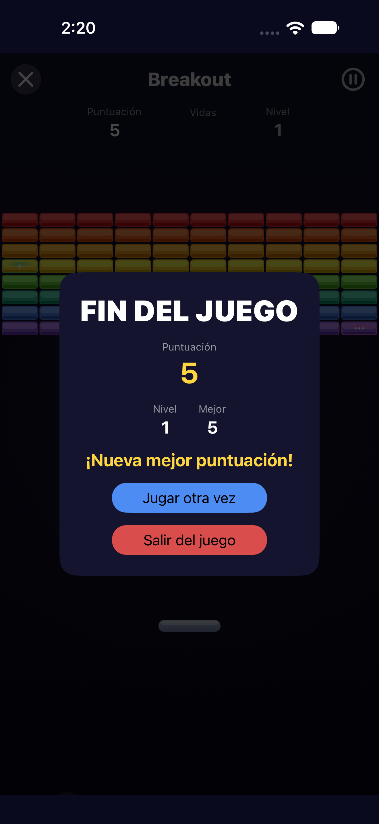 Breakout — iOS (UIKit) · iPhone