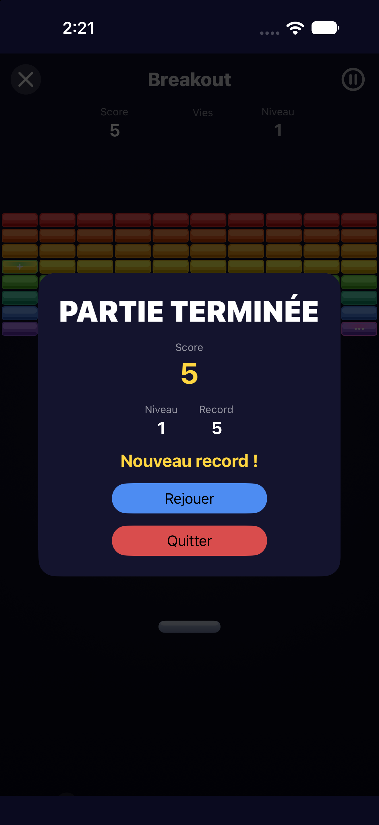 Breakout — iOS (UIKit) · iPhone