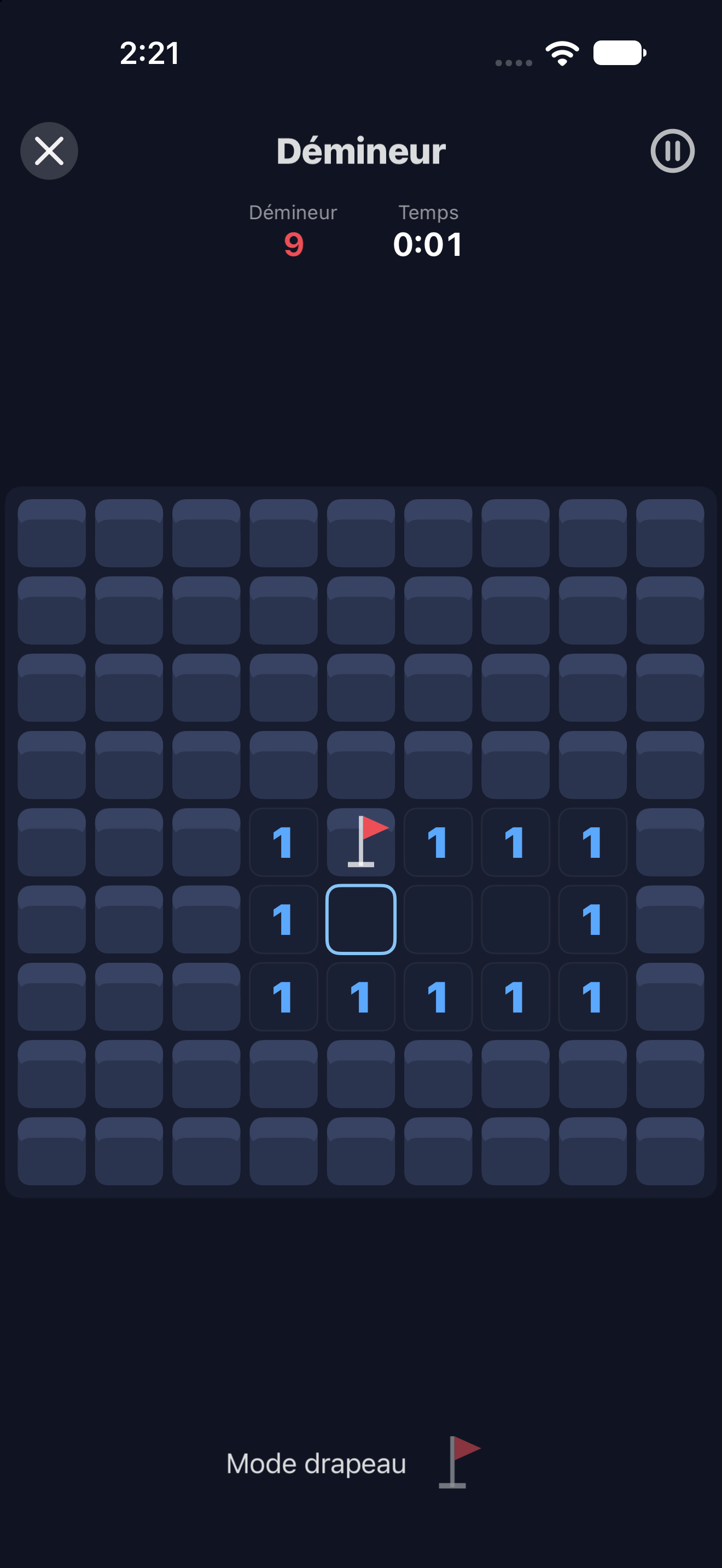 Démineur — iOS (UIKit) · iPhone