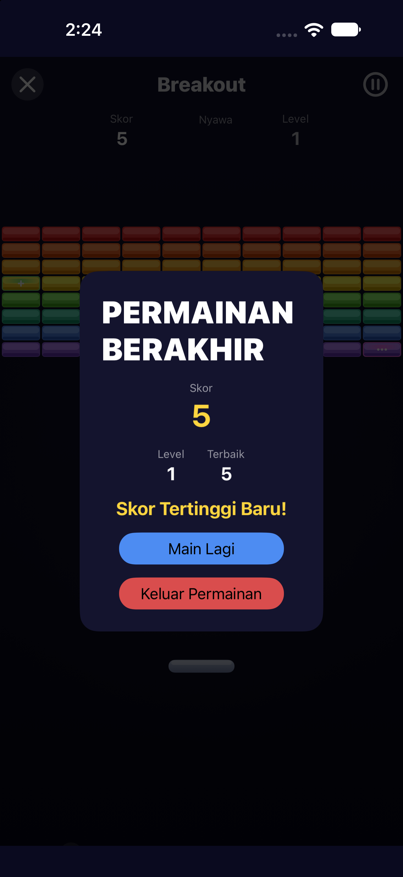 Breakout — iOS (UIKit) · iPhone