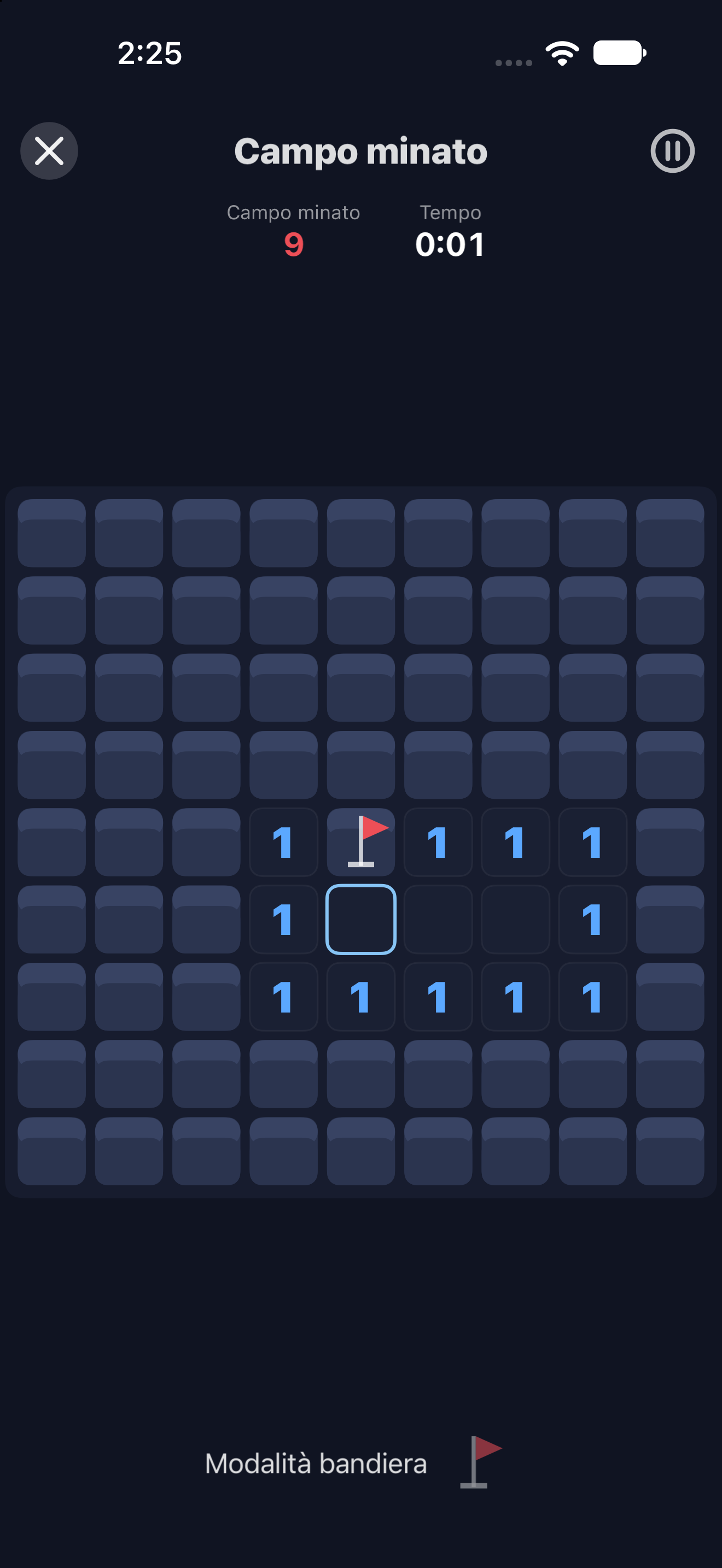 Campo minato — iOS (UIKit) · iPhone