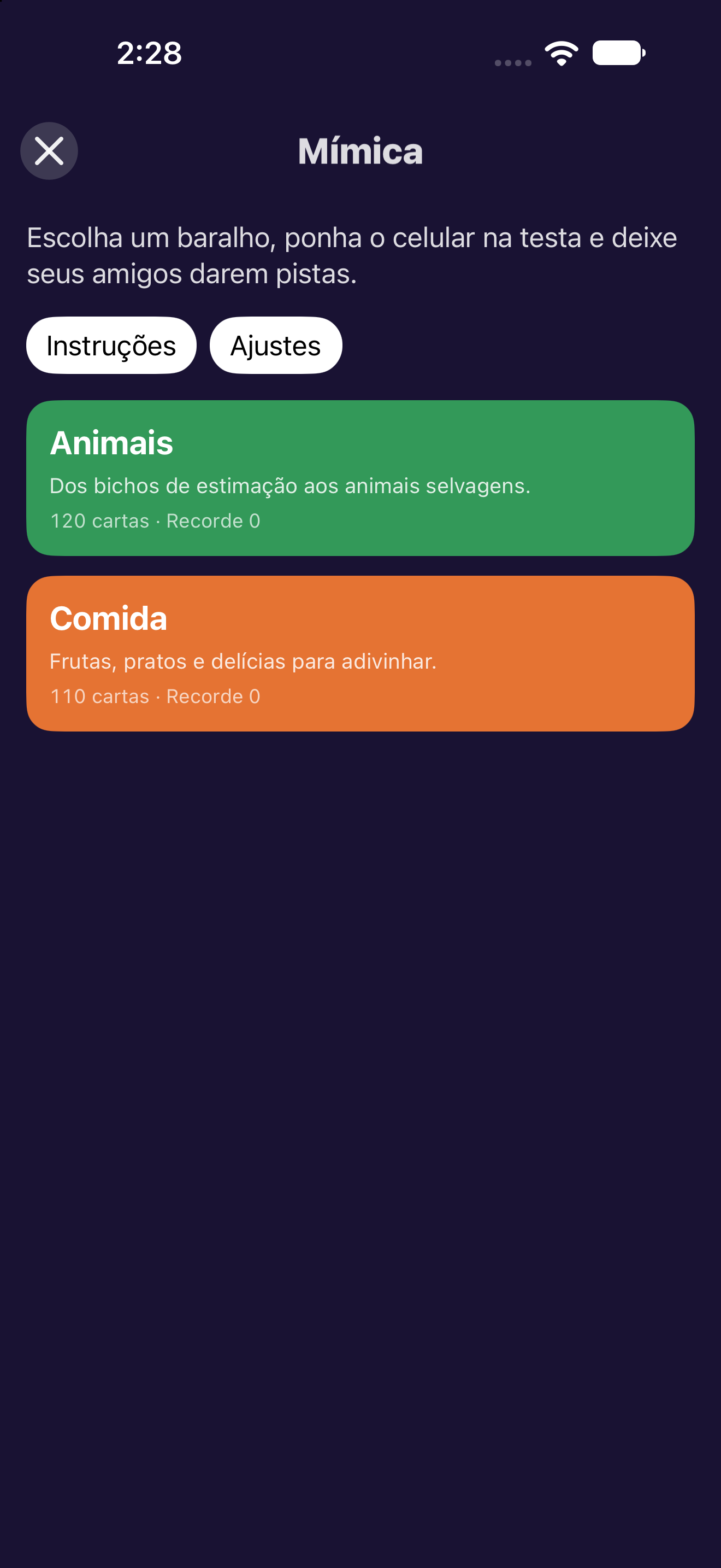 Mímica — iOS (UIKit) · iPhone