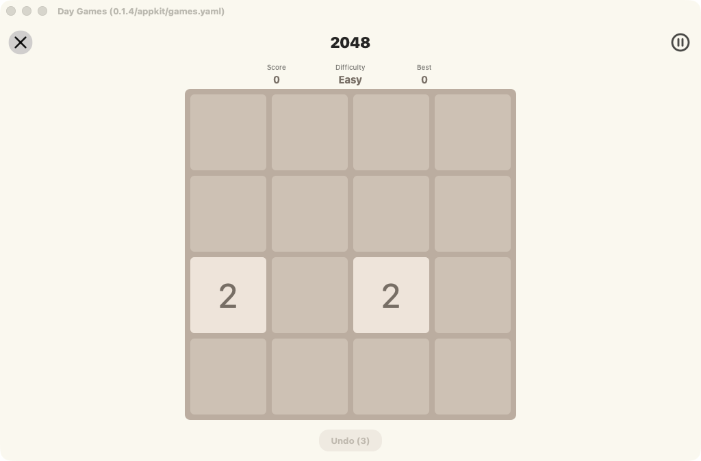 2048 · easy, with undo, macOS AppKit