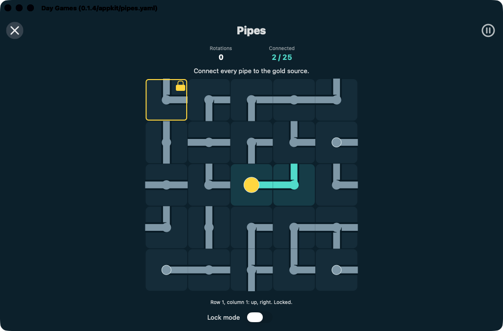 Pipes Locked, macOS AppKit