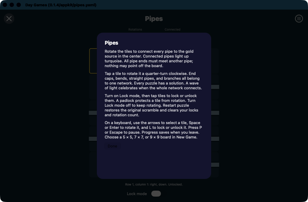 Pipes Rules, macOS AppKit