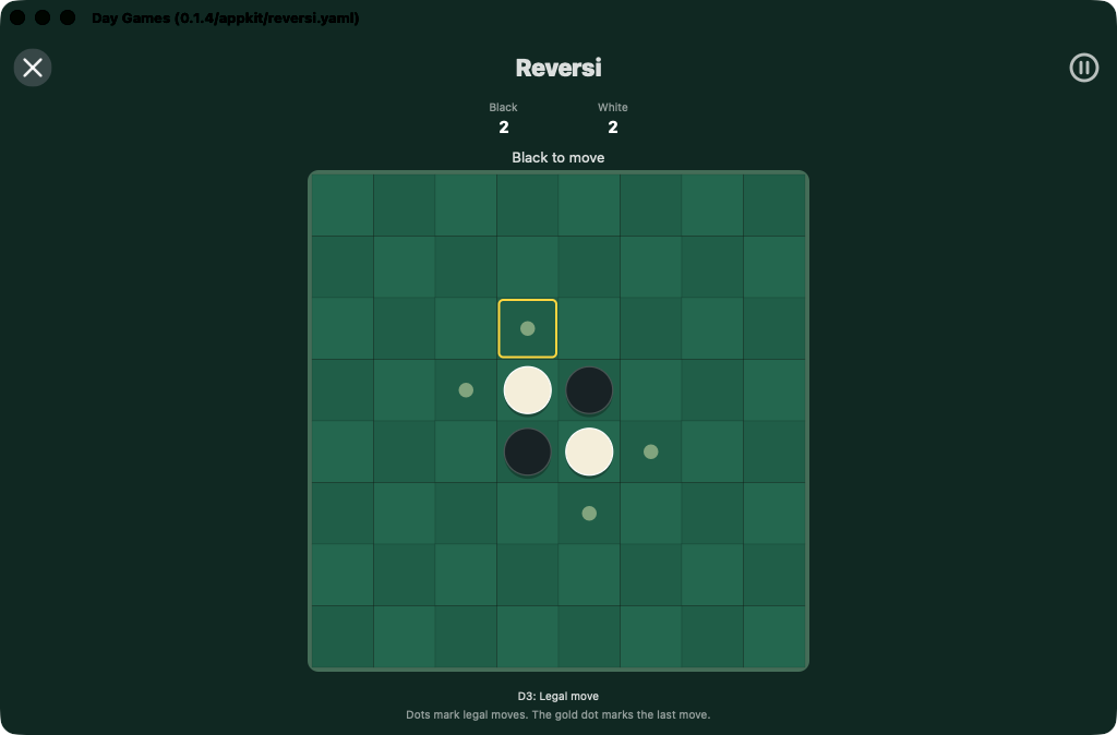 Reversi Opening, macOS AppKit