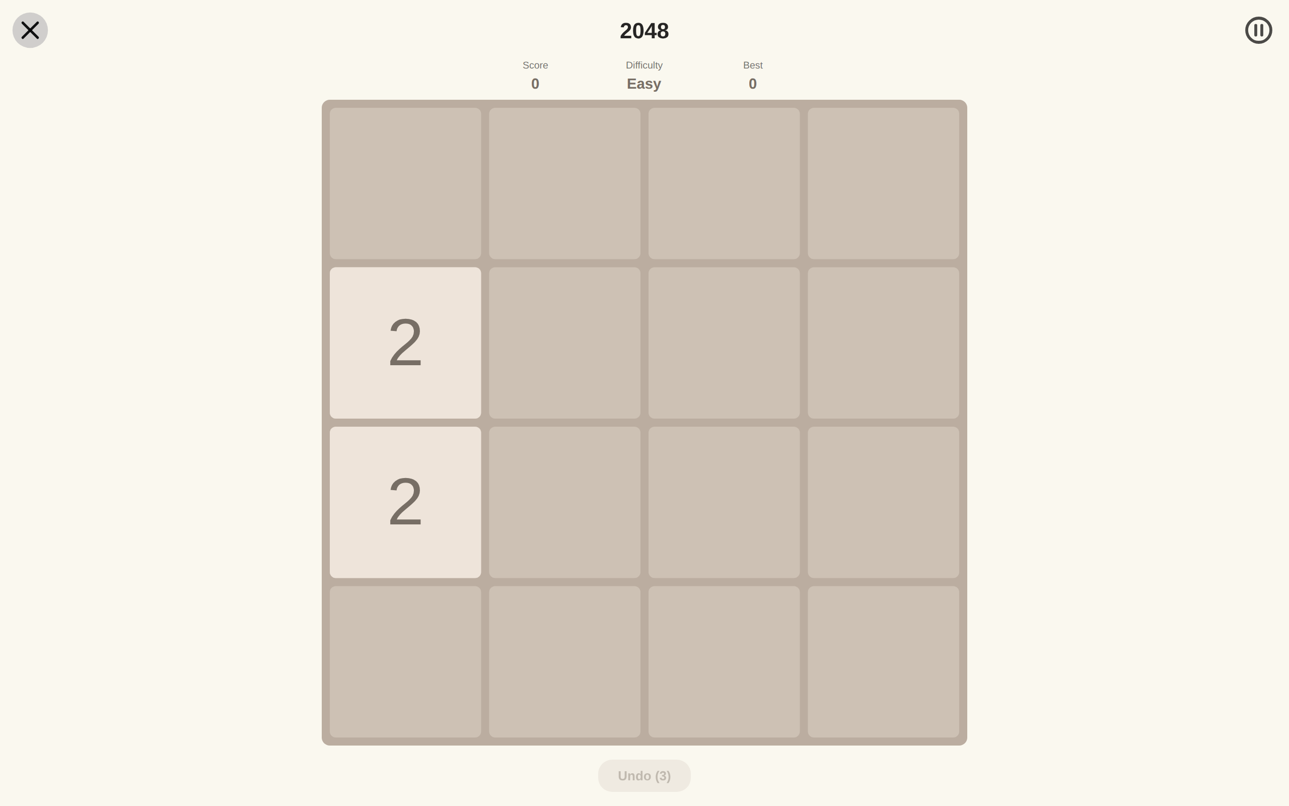 2048 · easy, with undo, Web Web DOM