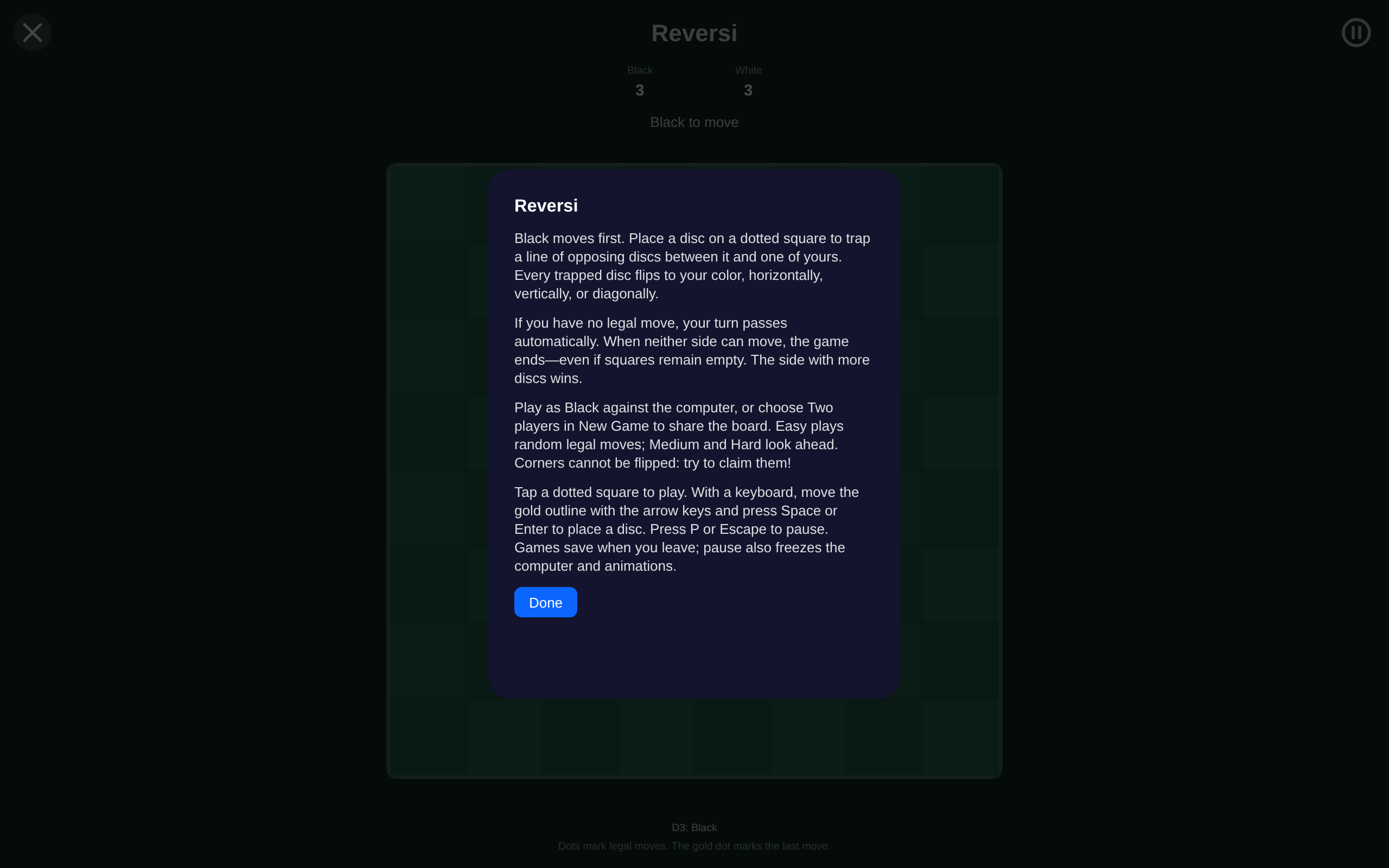 Reversi Rules, Web Web DOM