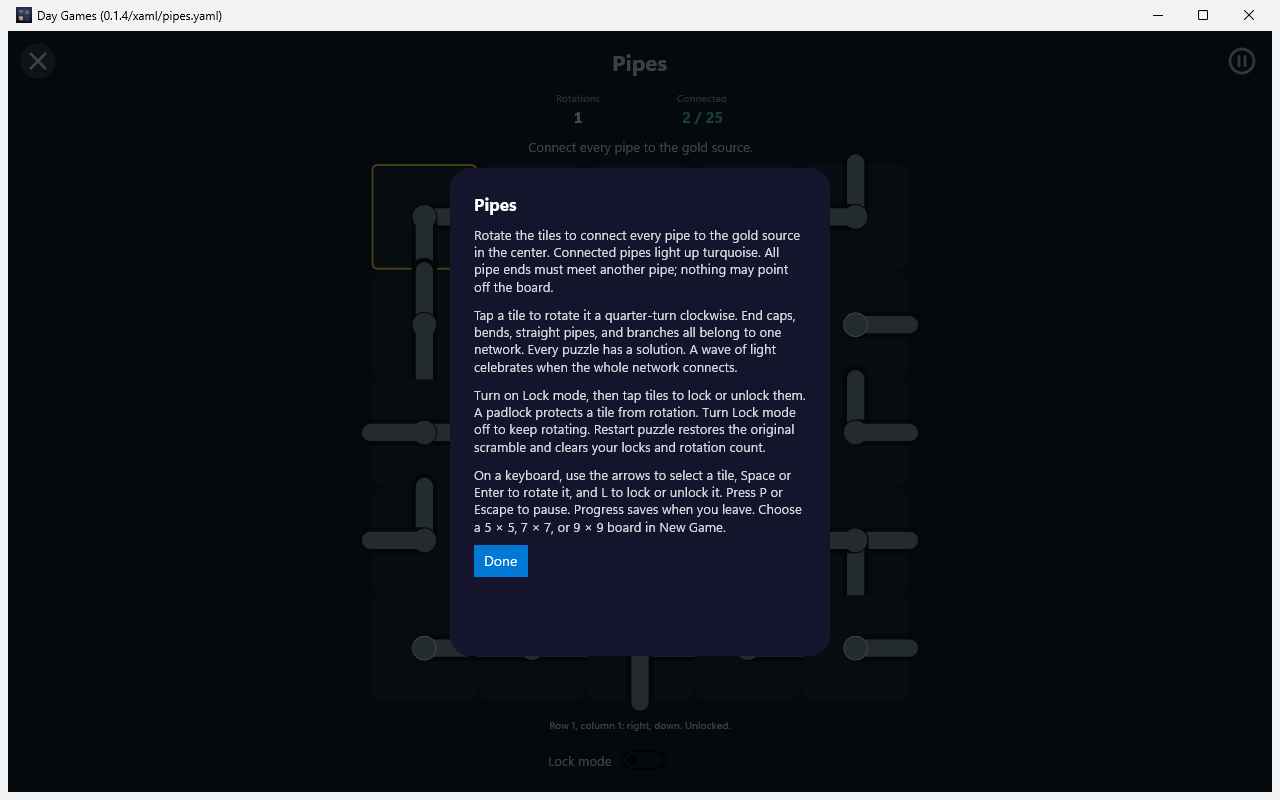 Pipes Rules, Windows XAML