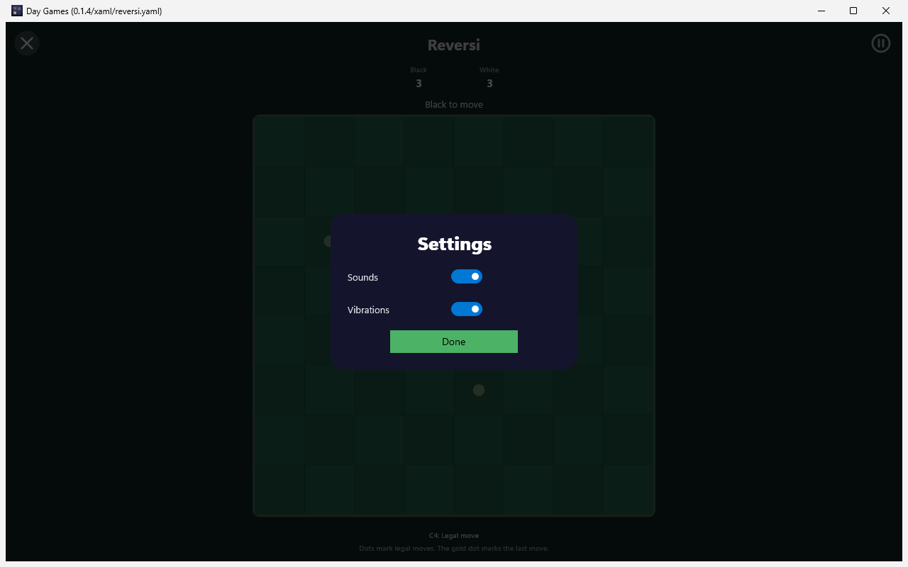 Reversi Settings, Windows XAML
