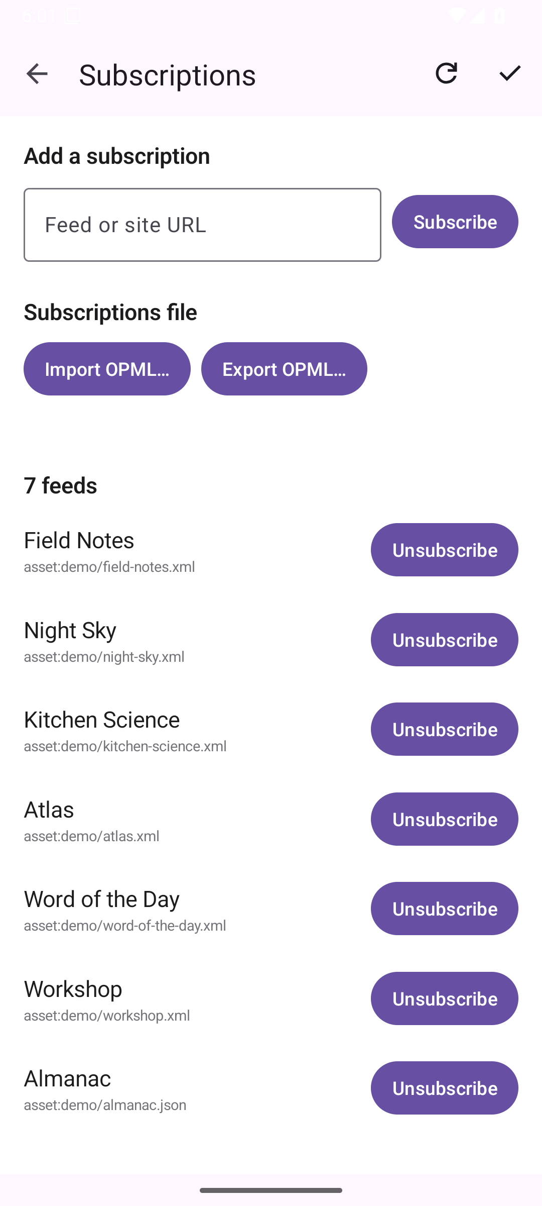 Subscriptions — Android (Material) · Phone