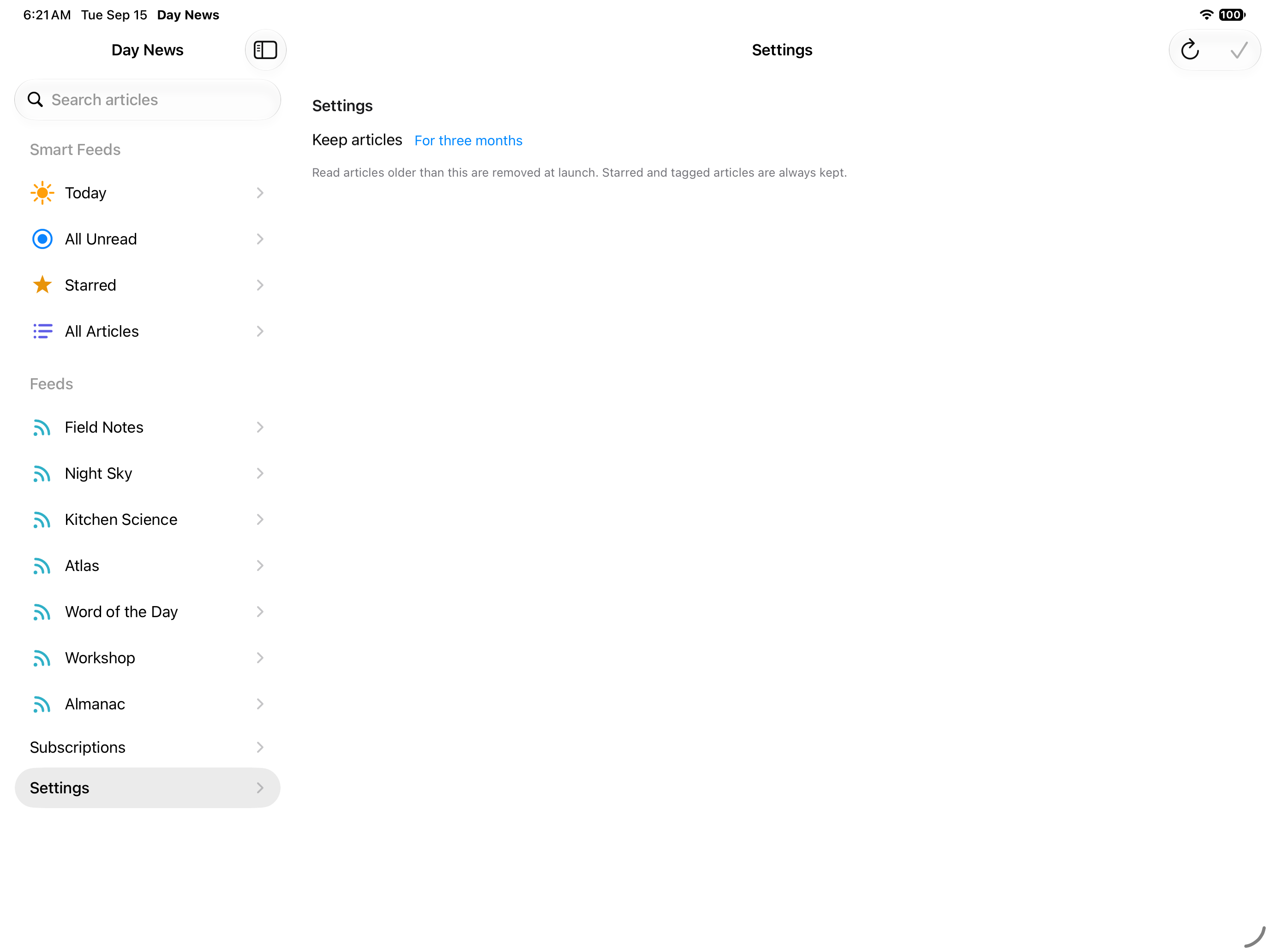 Settings — iOS (UIKit) · iPad