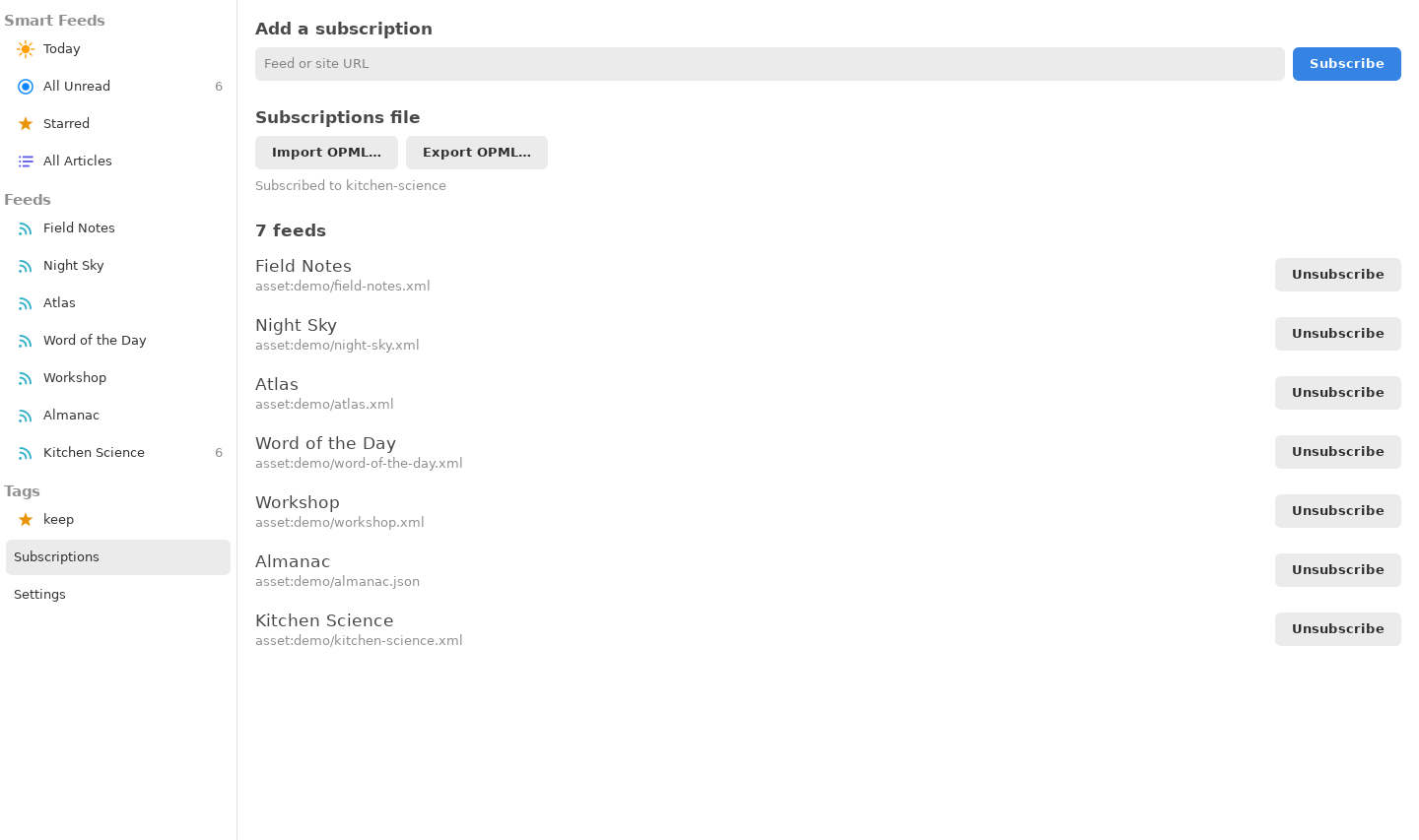 Subscriptions — Linux (GTK 4 / GNOME)