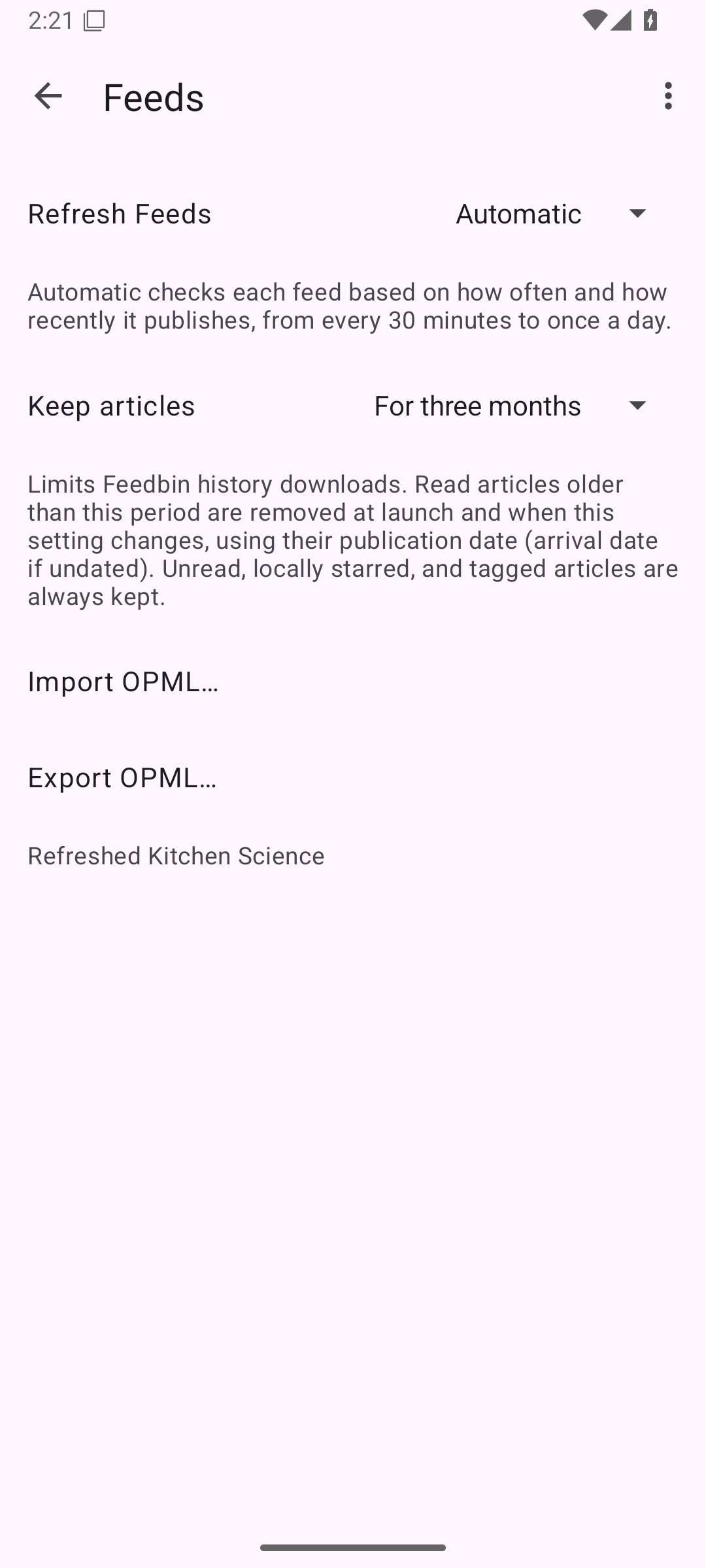 Subscription Settings, Android Android