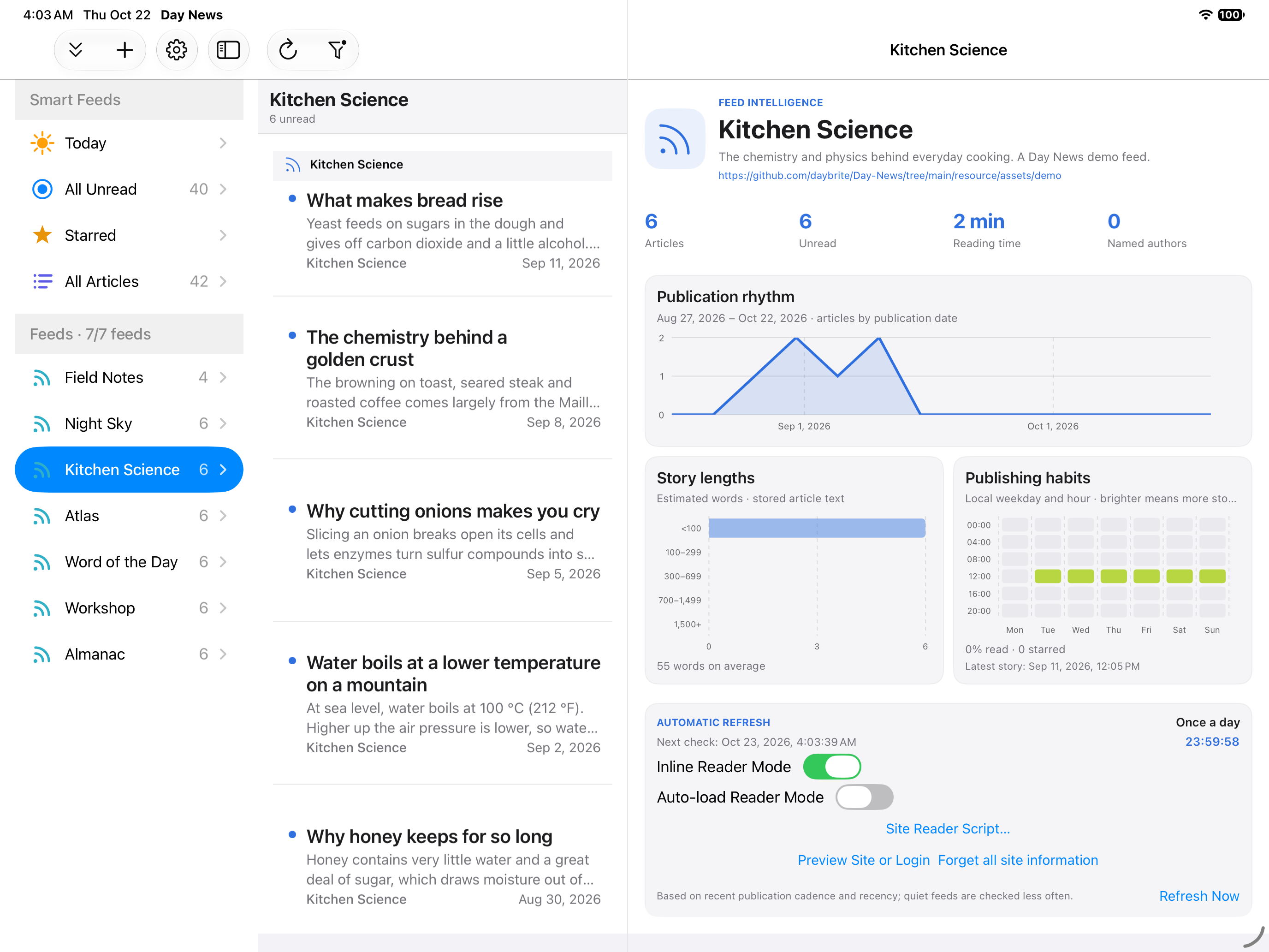 Dashboard Feed, iOS iPad
