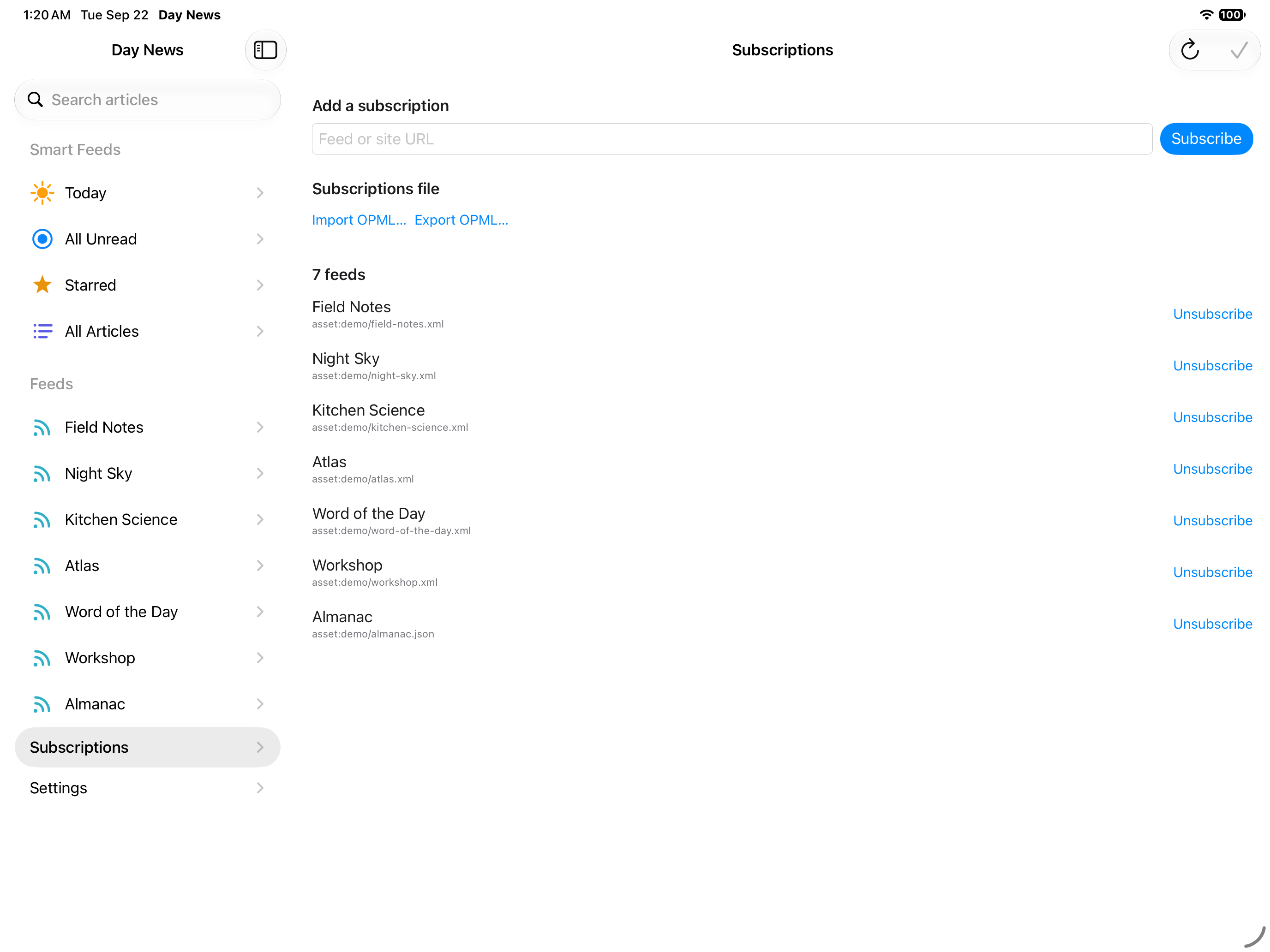 Subscriptions, iOS iPad