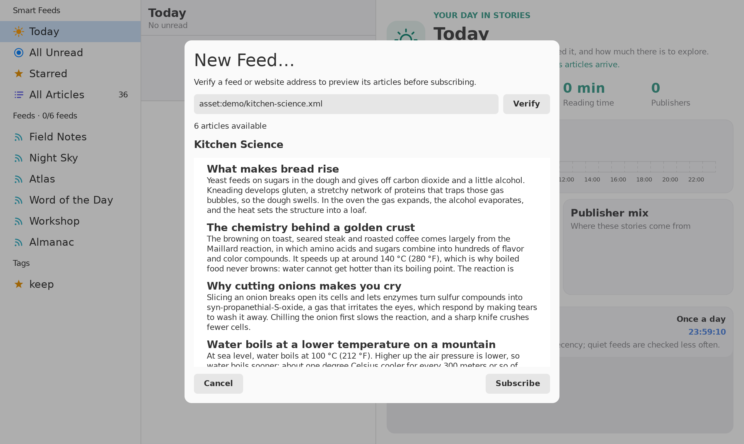 Subscription Preview, Linux GTK 4