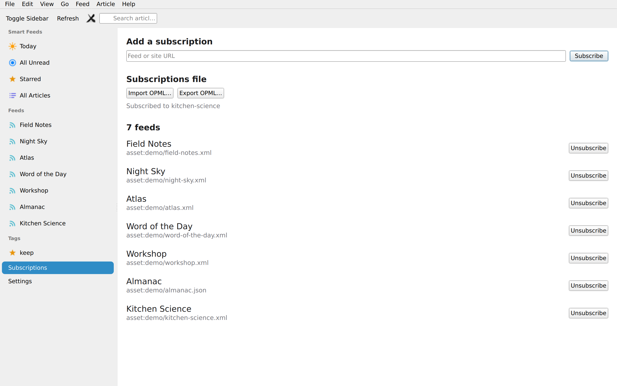 Subscriptions, Linux Qt 6