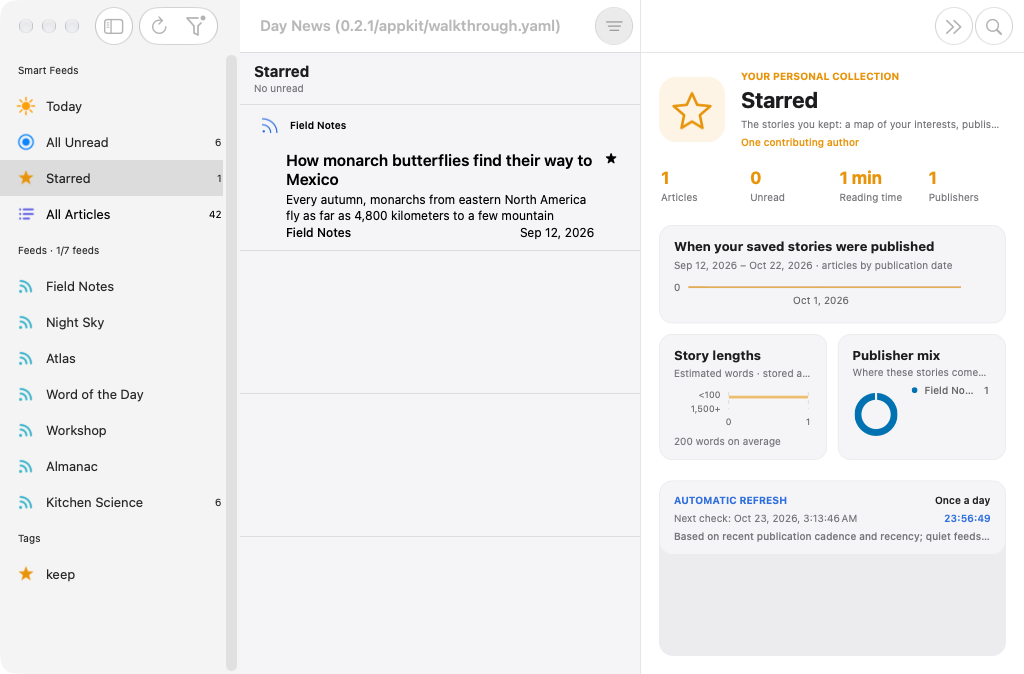 Dashboard Starred, macOS AppKit