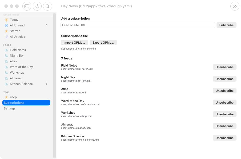 Subscriptions, macOS AppKit