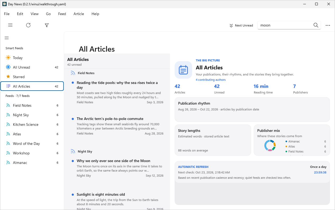 Search results, Windows WinUI 3