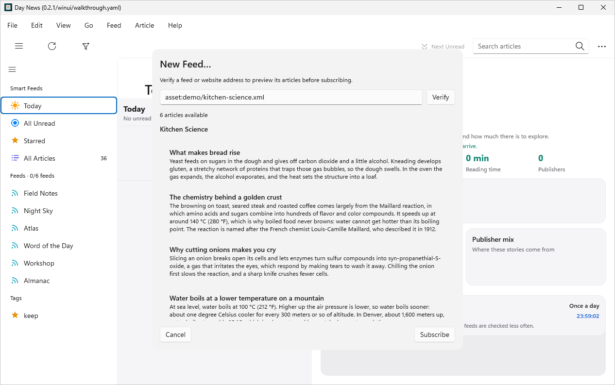 Subscription Preview, Windows WinUI 3