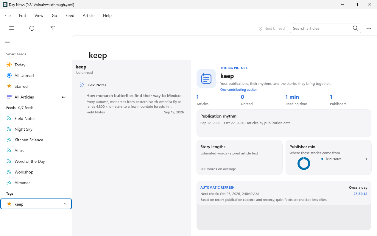 Timeline · scoped to a tag, Windows WinUI 3