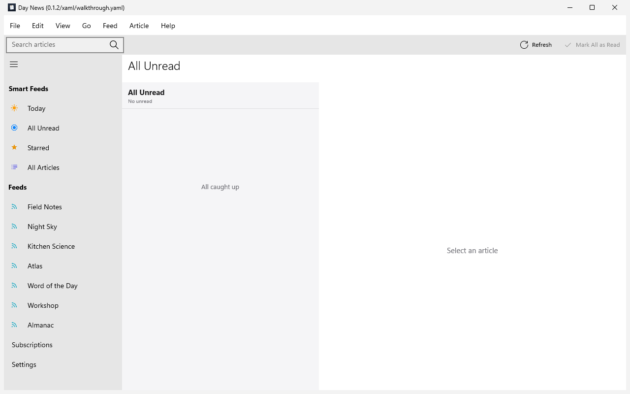Timeline · all read, Windows XAML