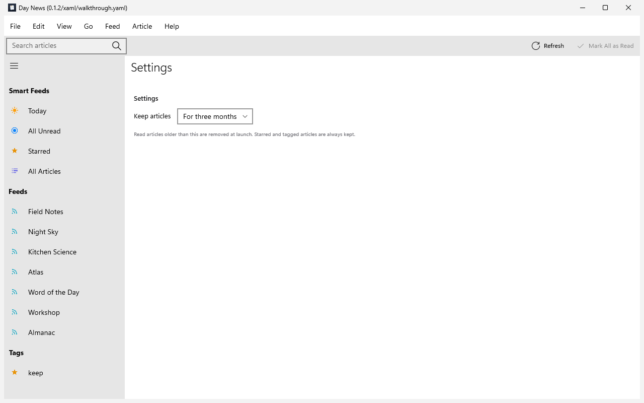 Settings, Windows XAML